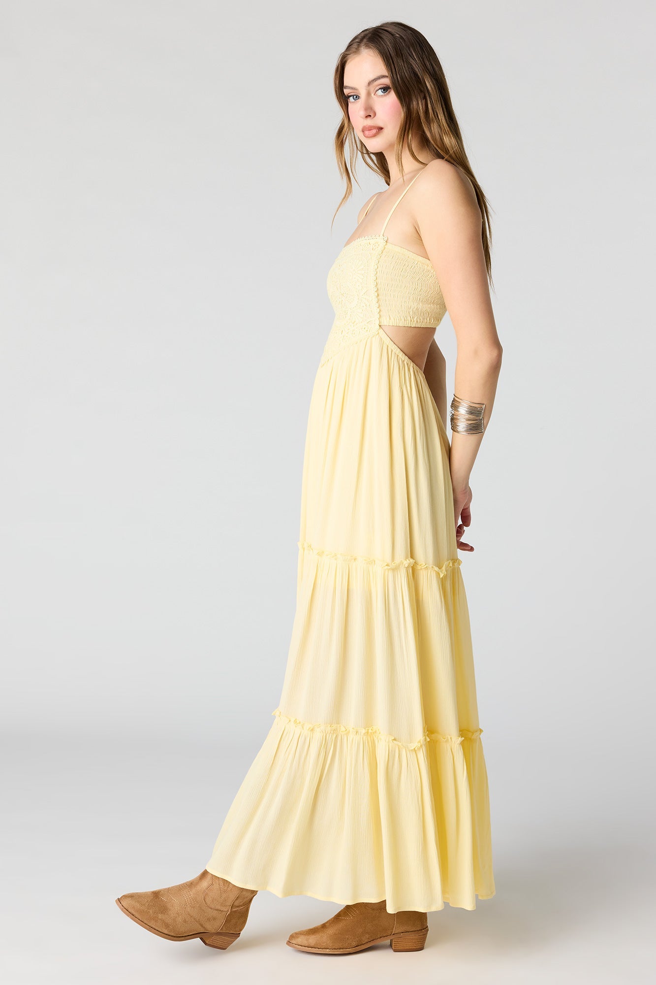 Textured Tiered Midi Dress