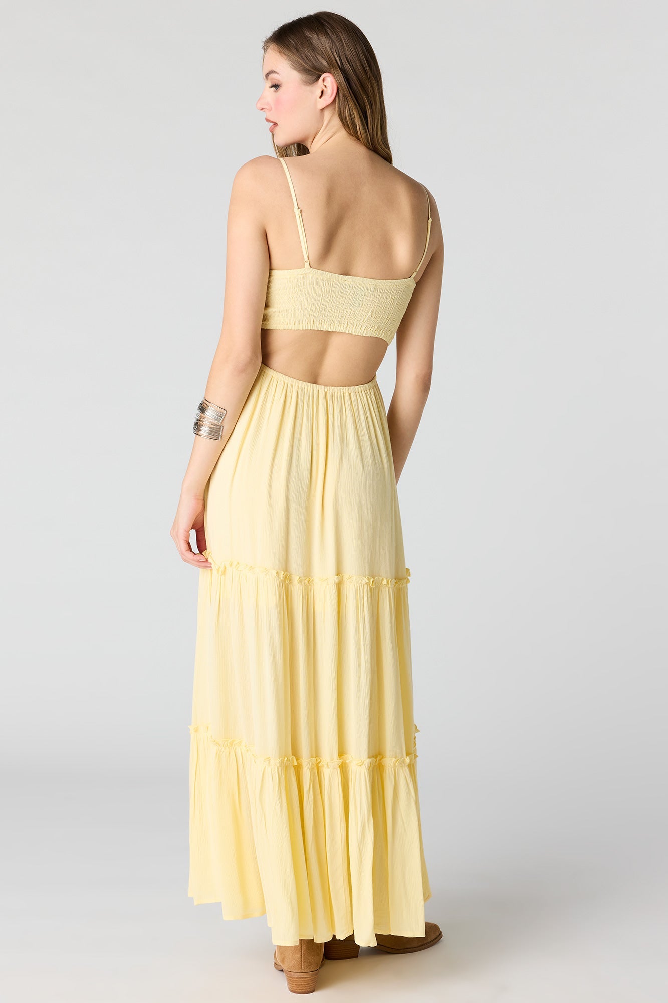 Textured Tiered Midi Dress