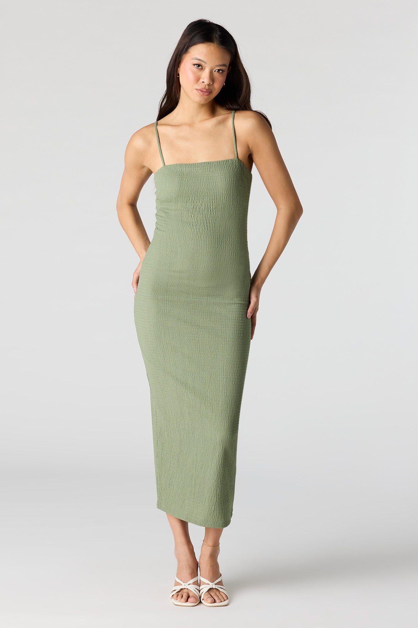 Braless Popcorn Midi Dress