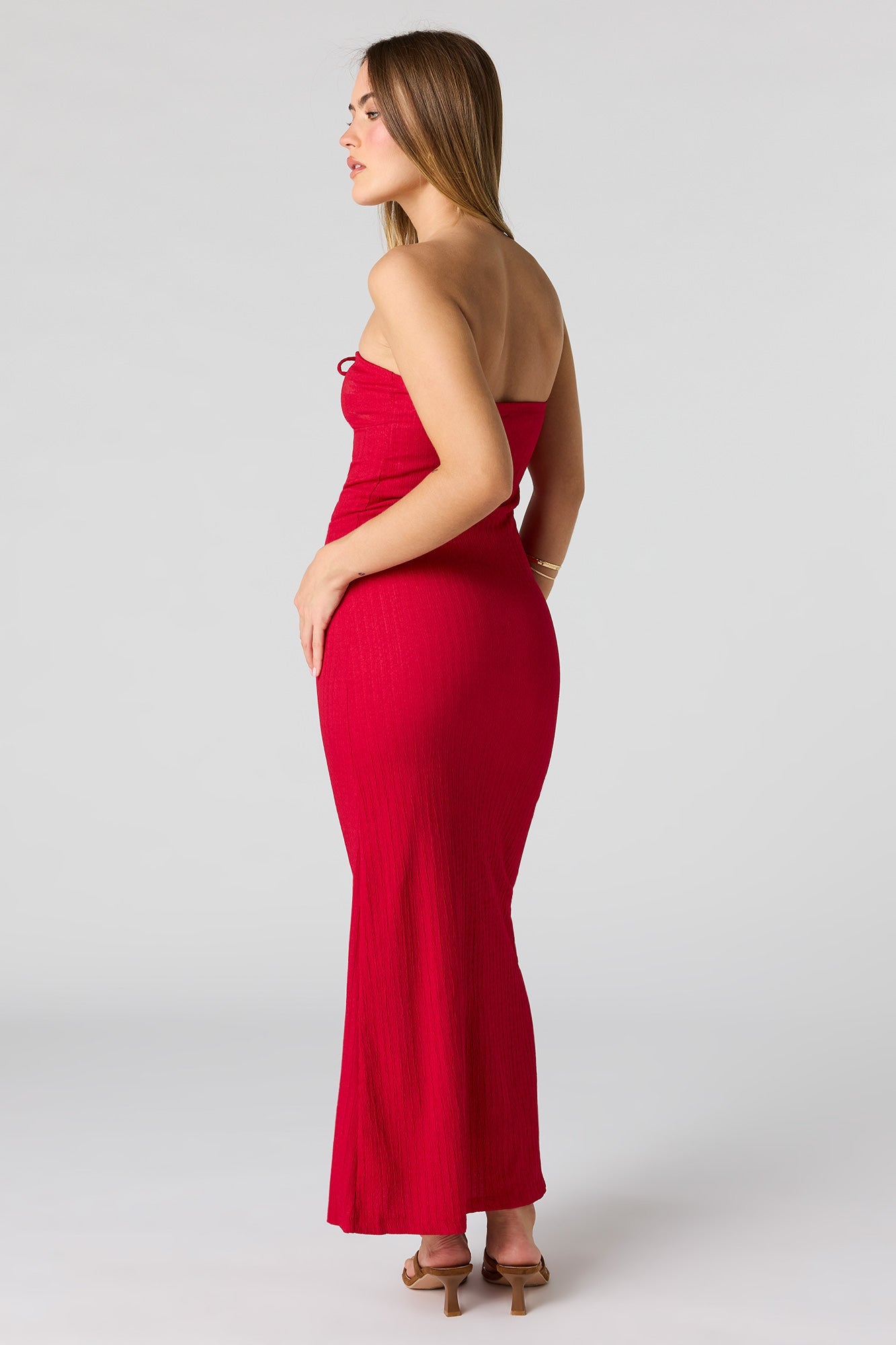 Braless Textured Tube Maxi Dress
