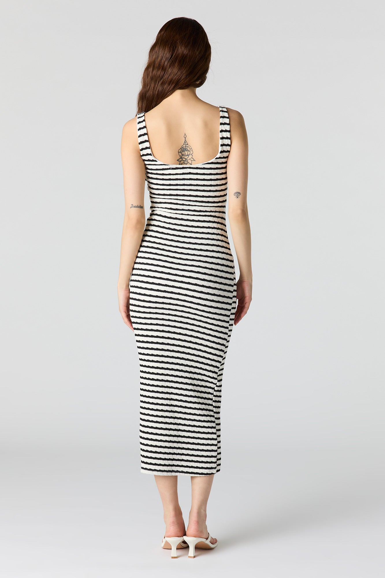 Textured Square Neck Bodycon Midi Dress