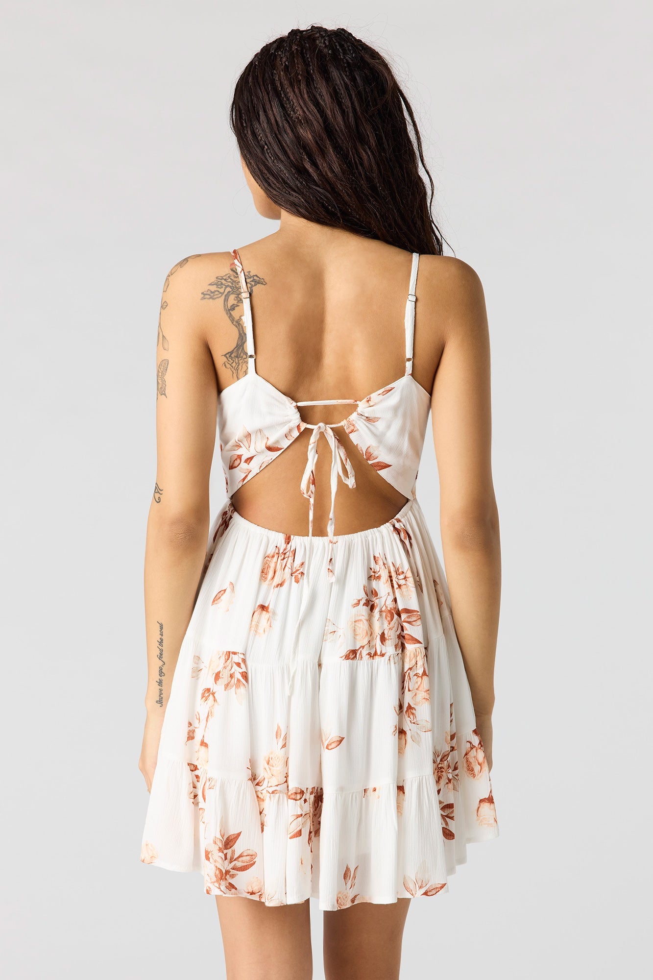 Braless Tie Back Tiered Mini Dress