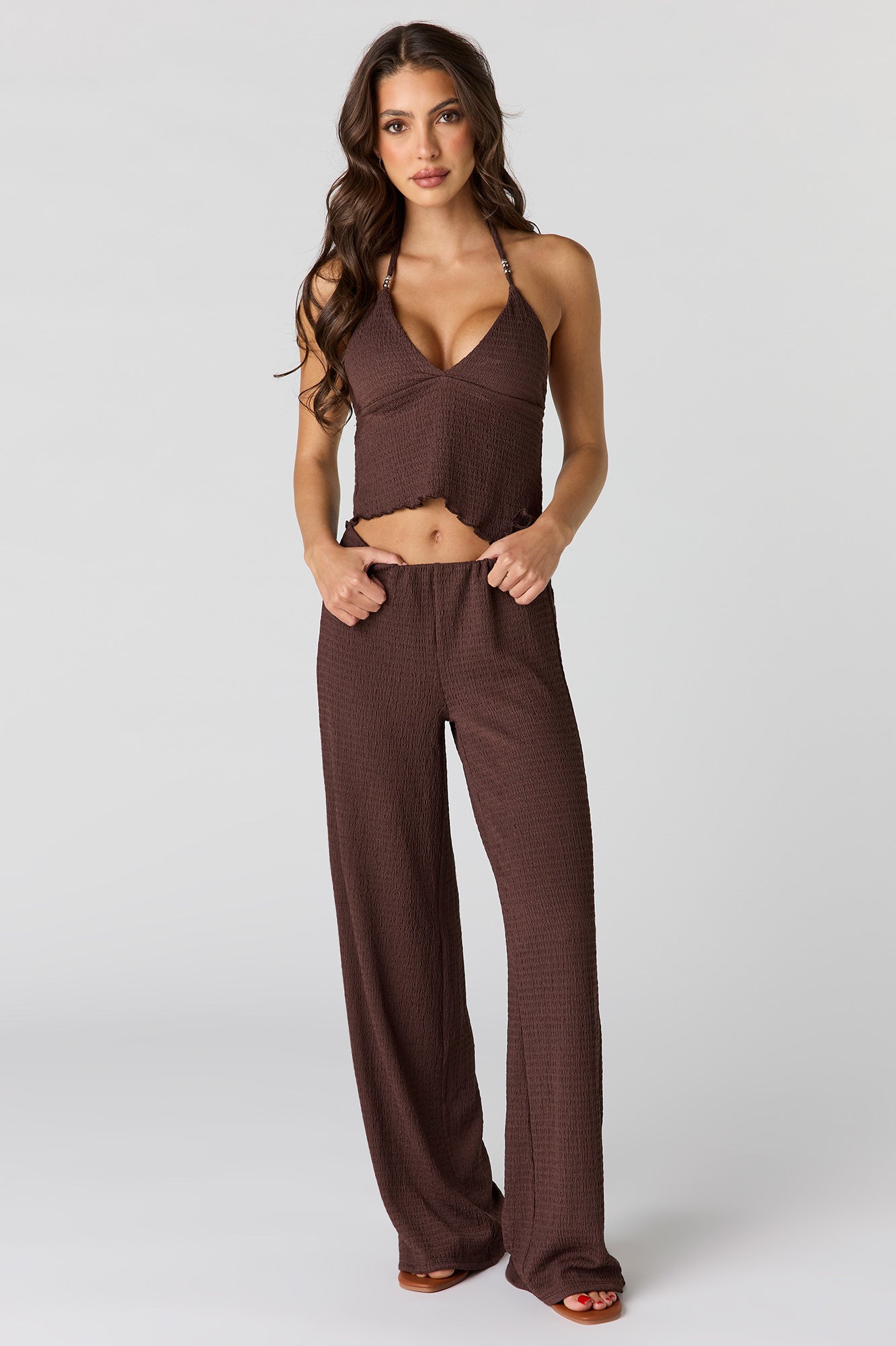 Textured Asymmetrical Halter Top