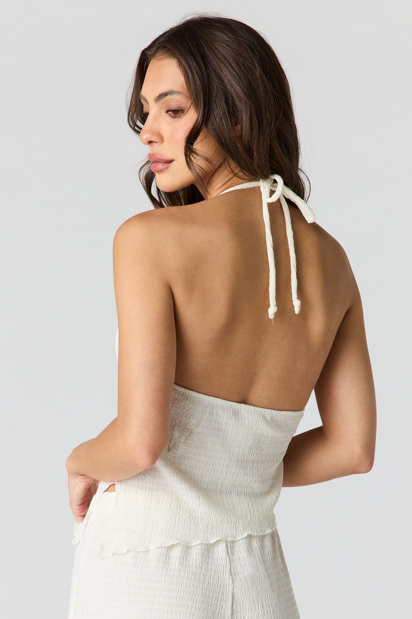 Textured Asymmetrical Halter Top