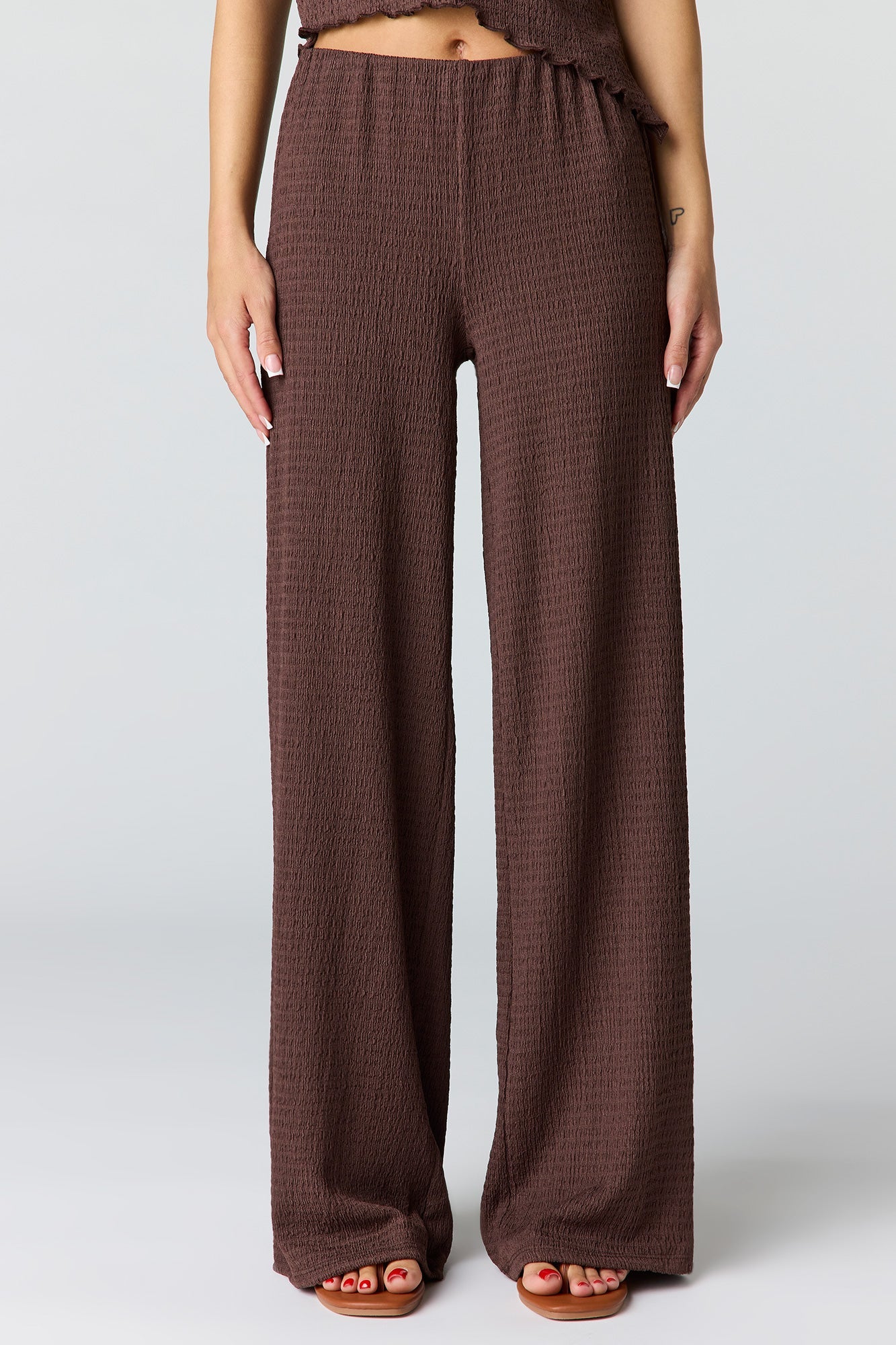 Textured Wide Leg Pant