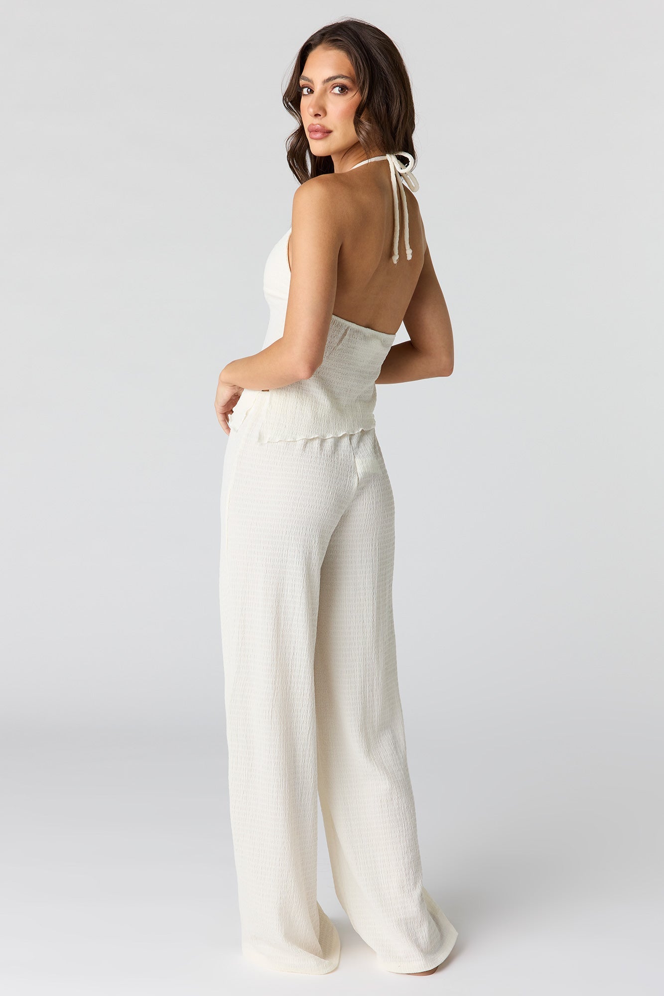 Textured Wide Leg Pant