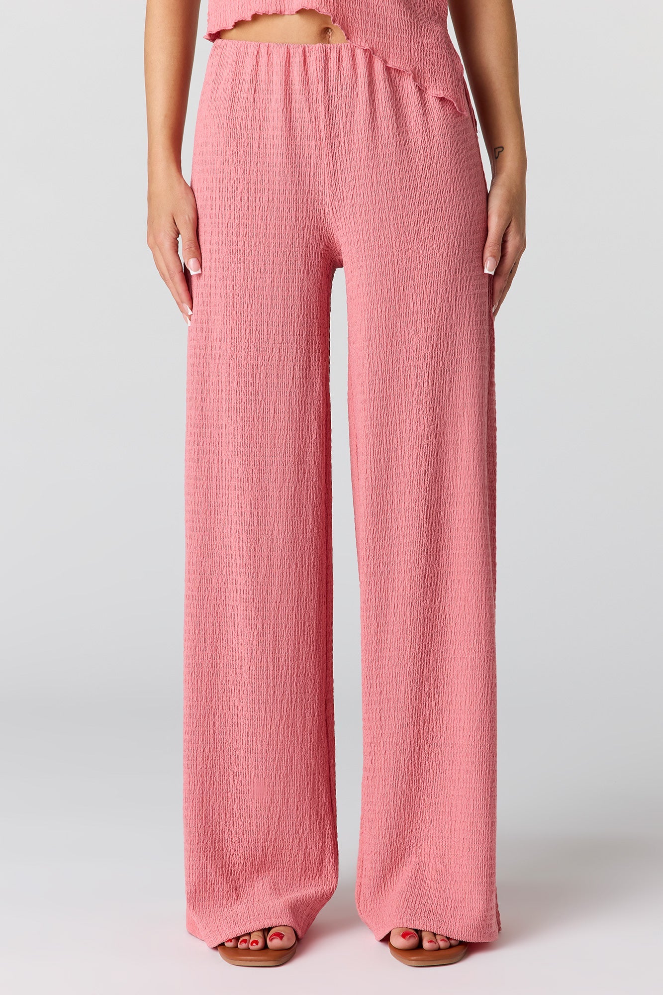 Textured Wide Leg Pant
