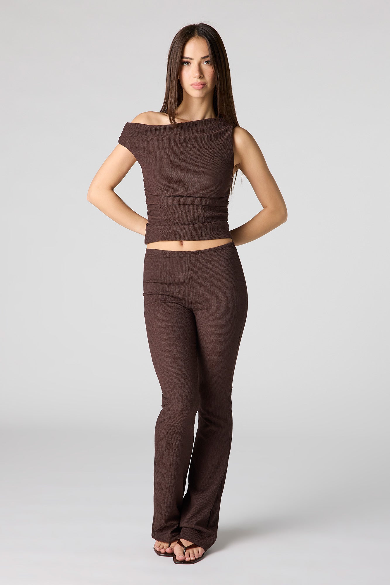 Textured One Shoulder Top