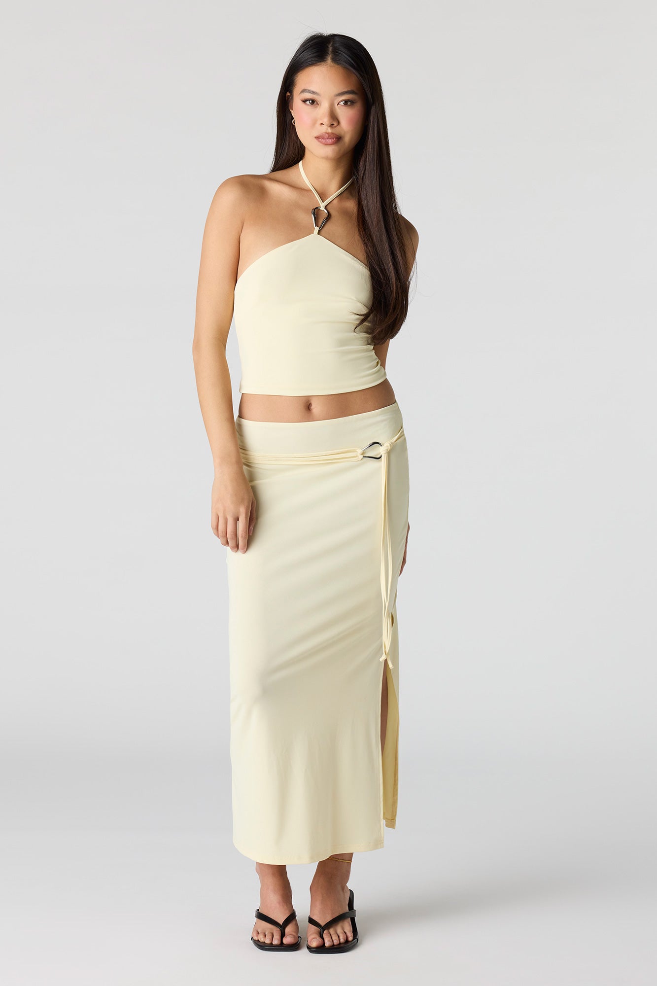 Knit Belted Midi Skirt