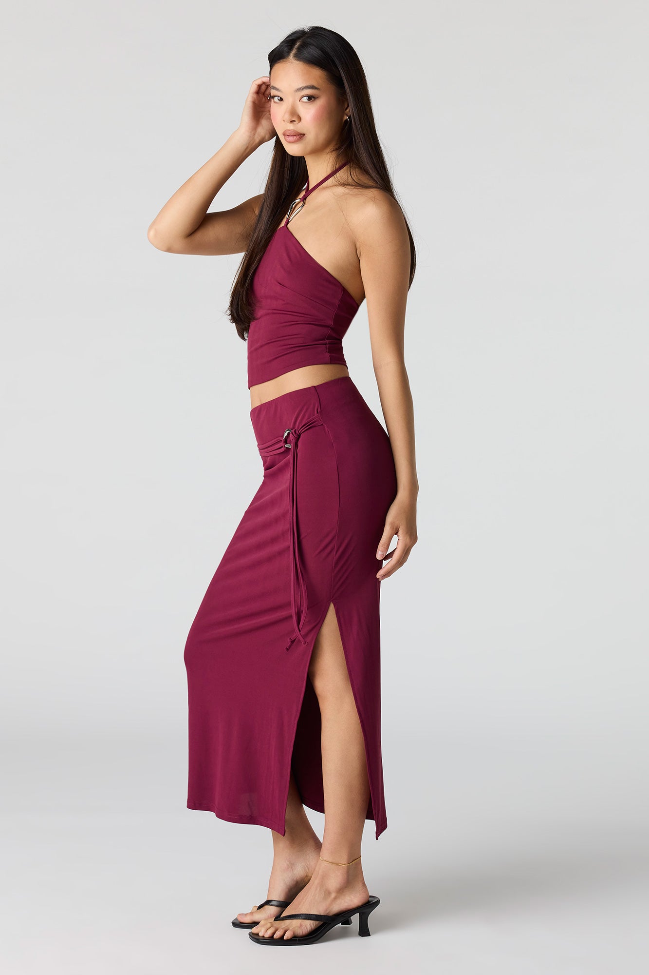 Knit Belted Midi Skirt