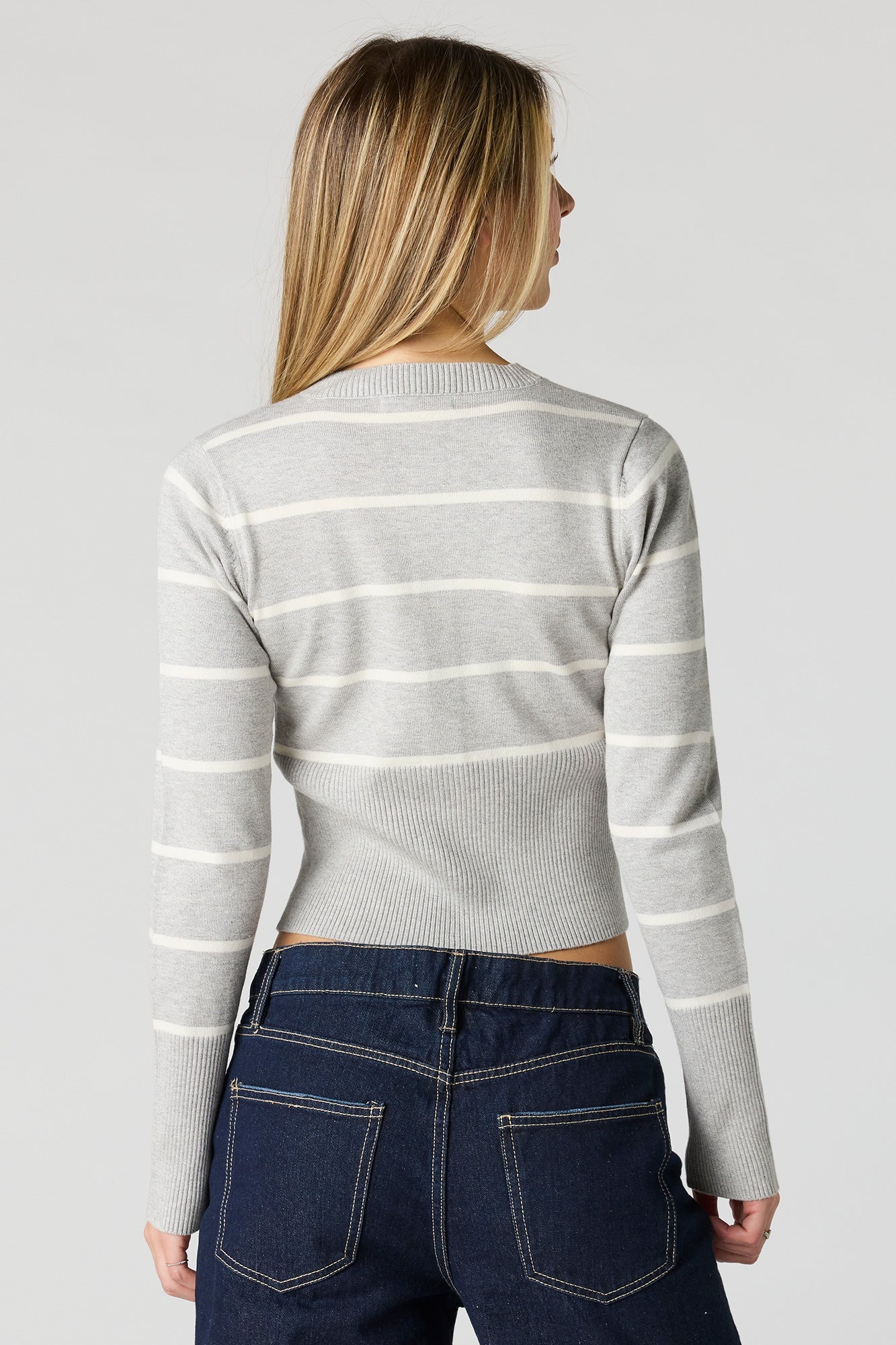 Striped Knit Button-Up Cardigan