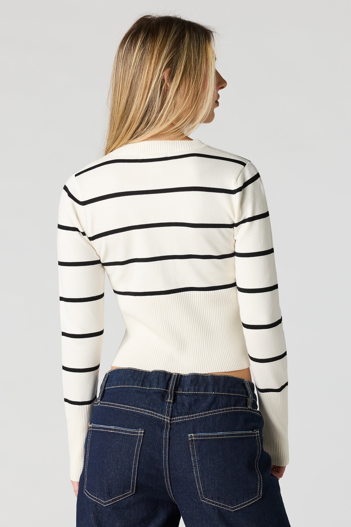 Striped Knit Button-Up Cardigan