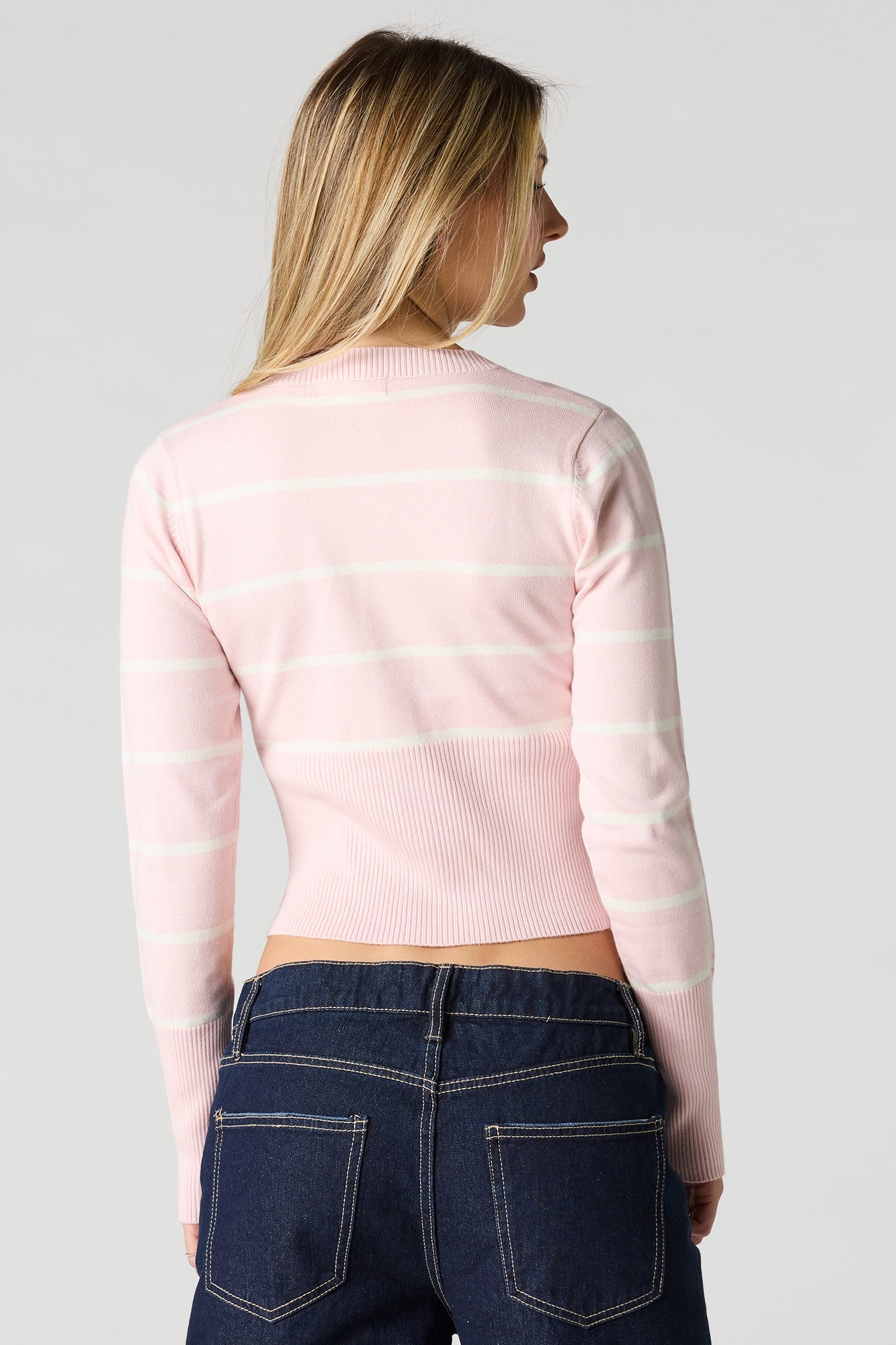 Striped Knit Button-Up Cardigan