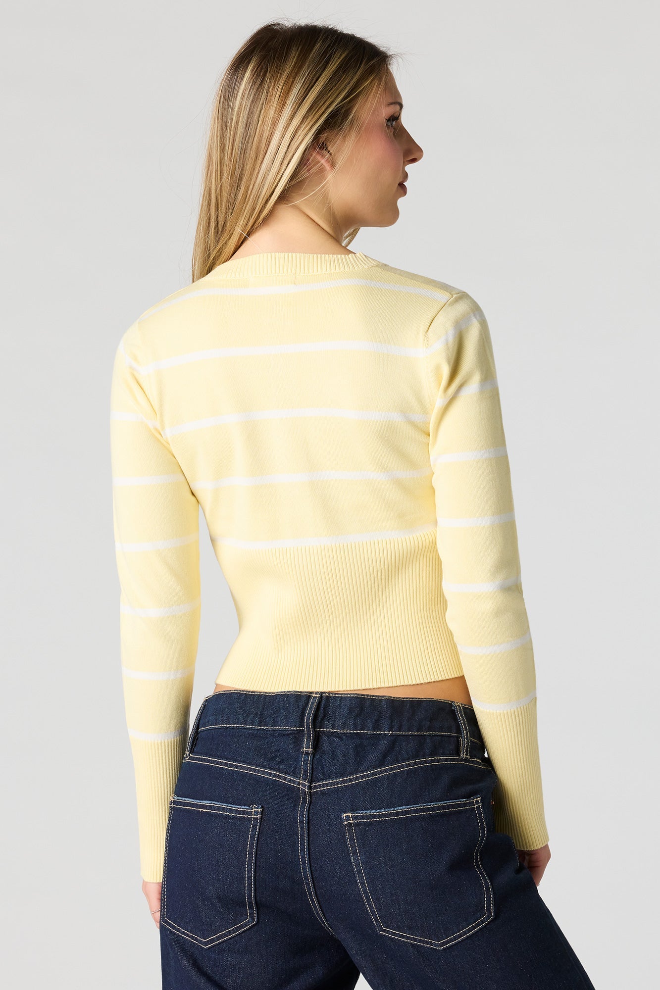 Striped Knit Button-Up Cardigan