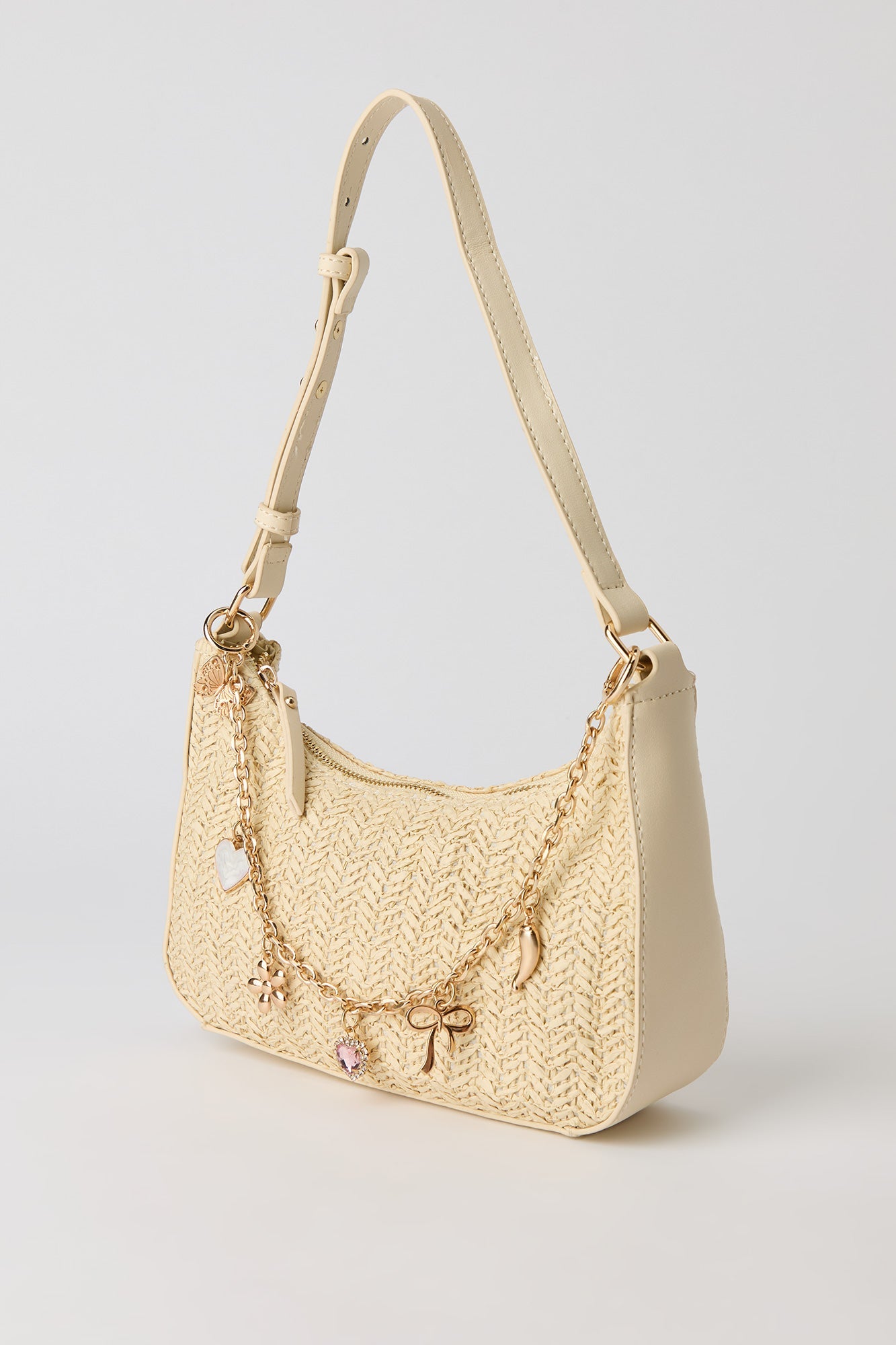 Raffia Charm Shoulder Bag