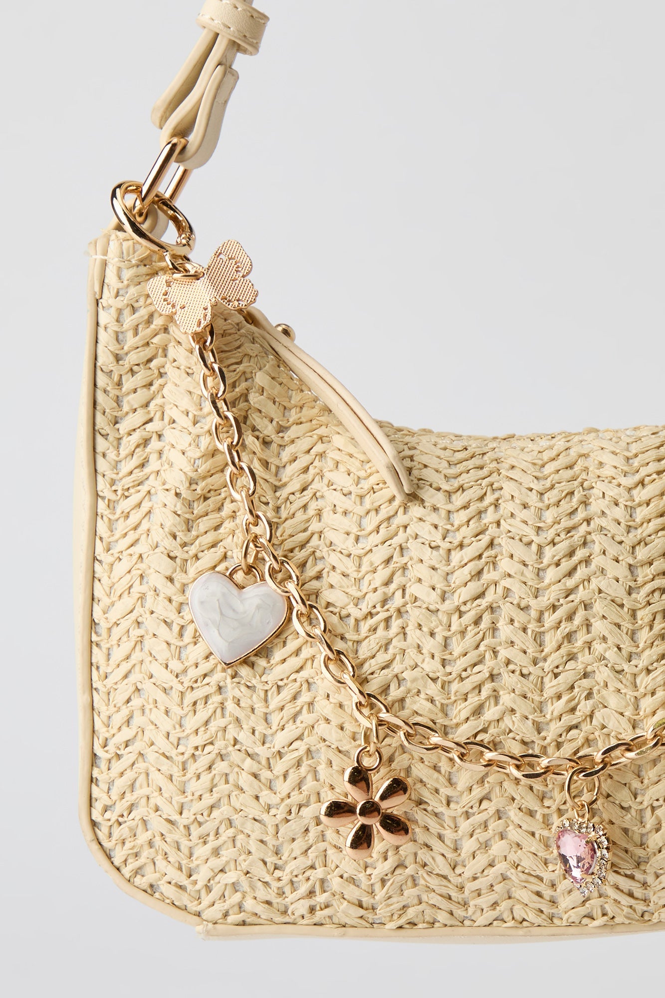 Raffia Charm Shoulder Bag