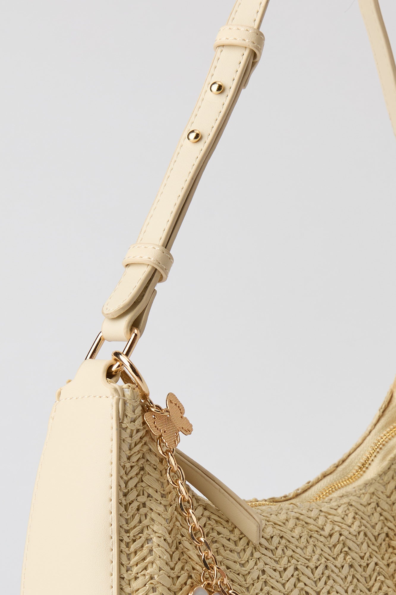 Raffia Charm Shoulder Bag