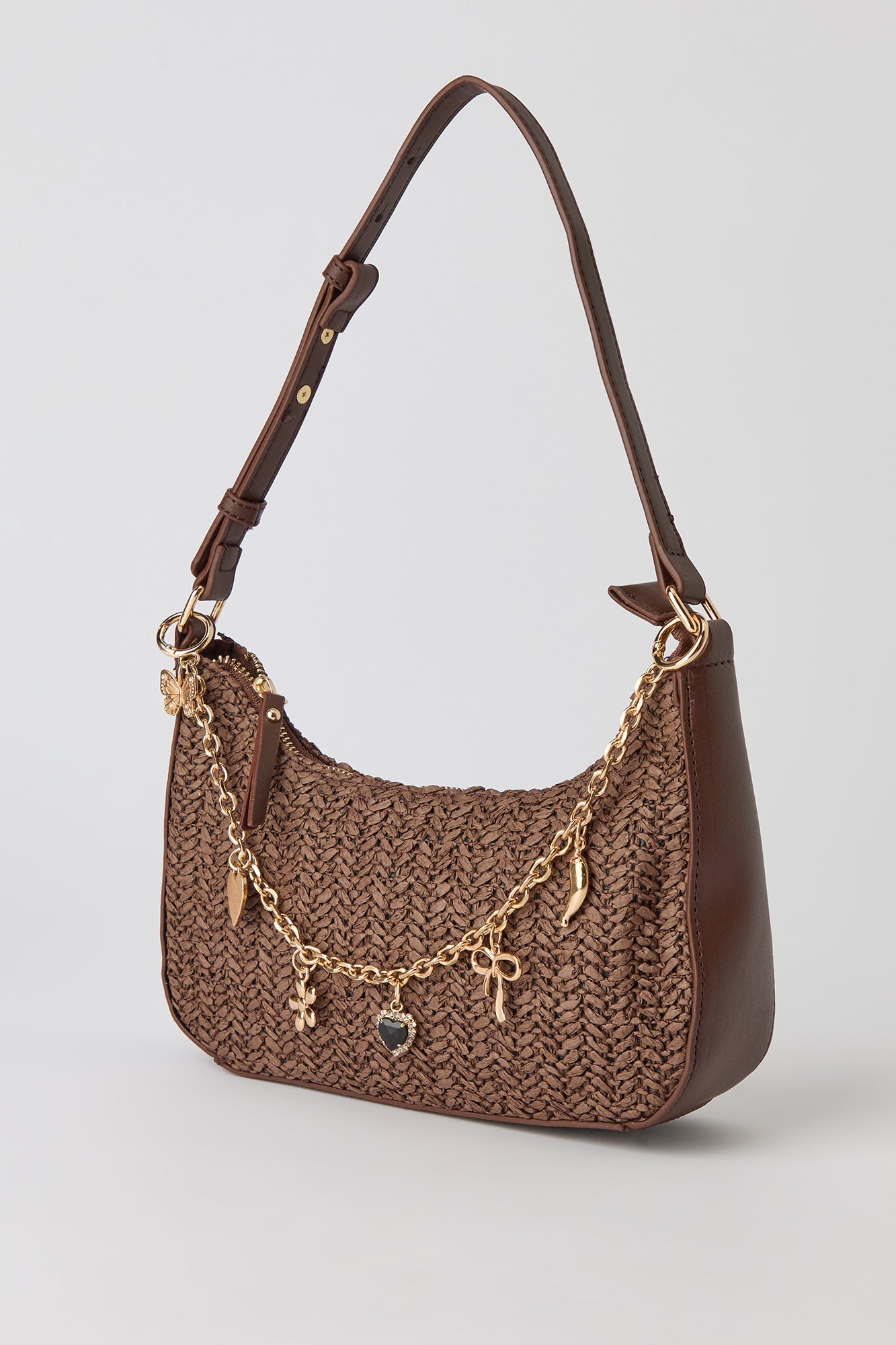 Raffia Charm Shoulder Bag