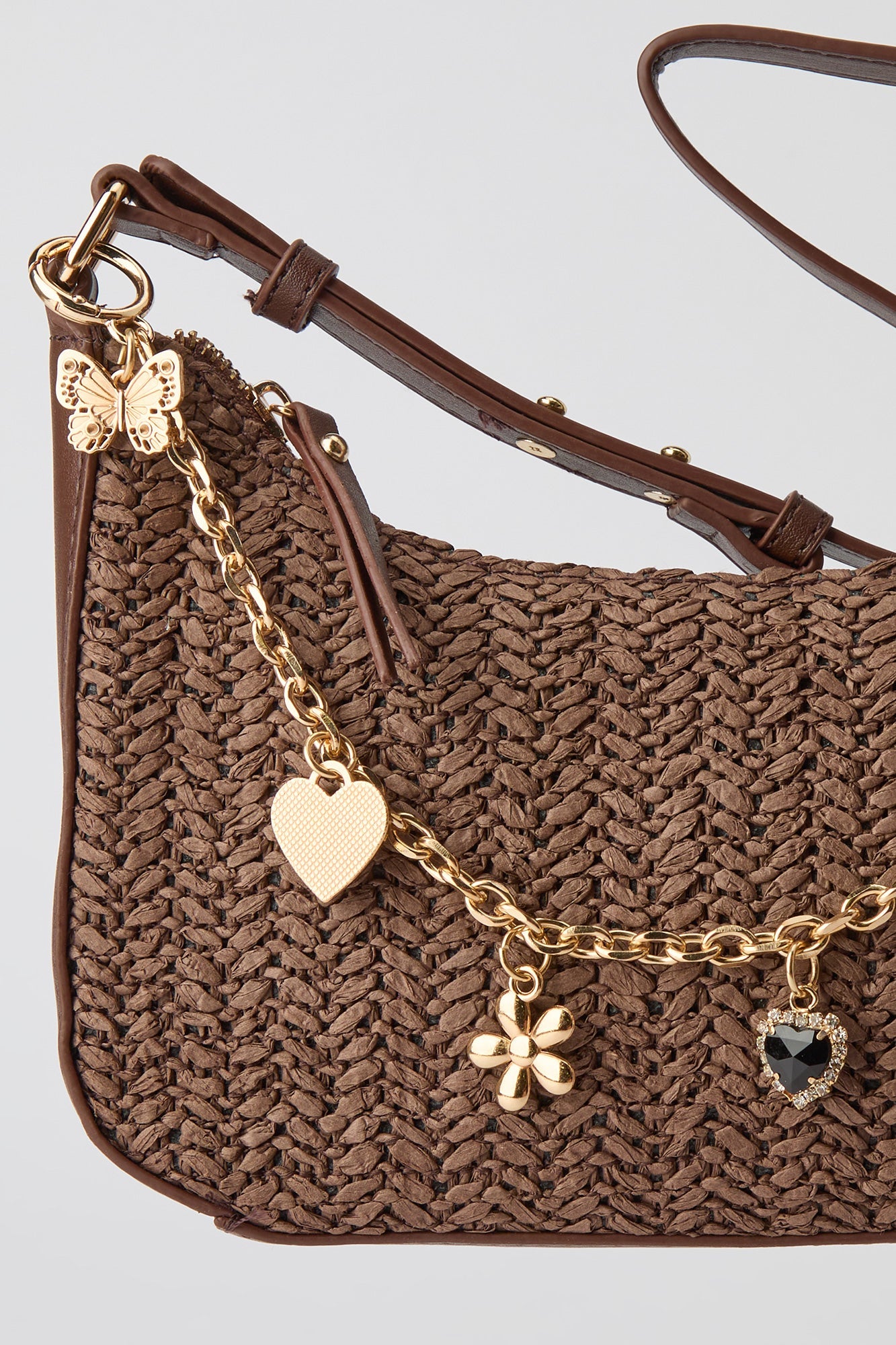 Raffia Charm Shoulder Bag