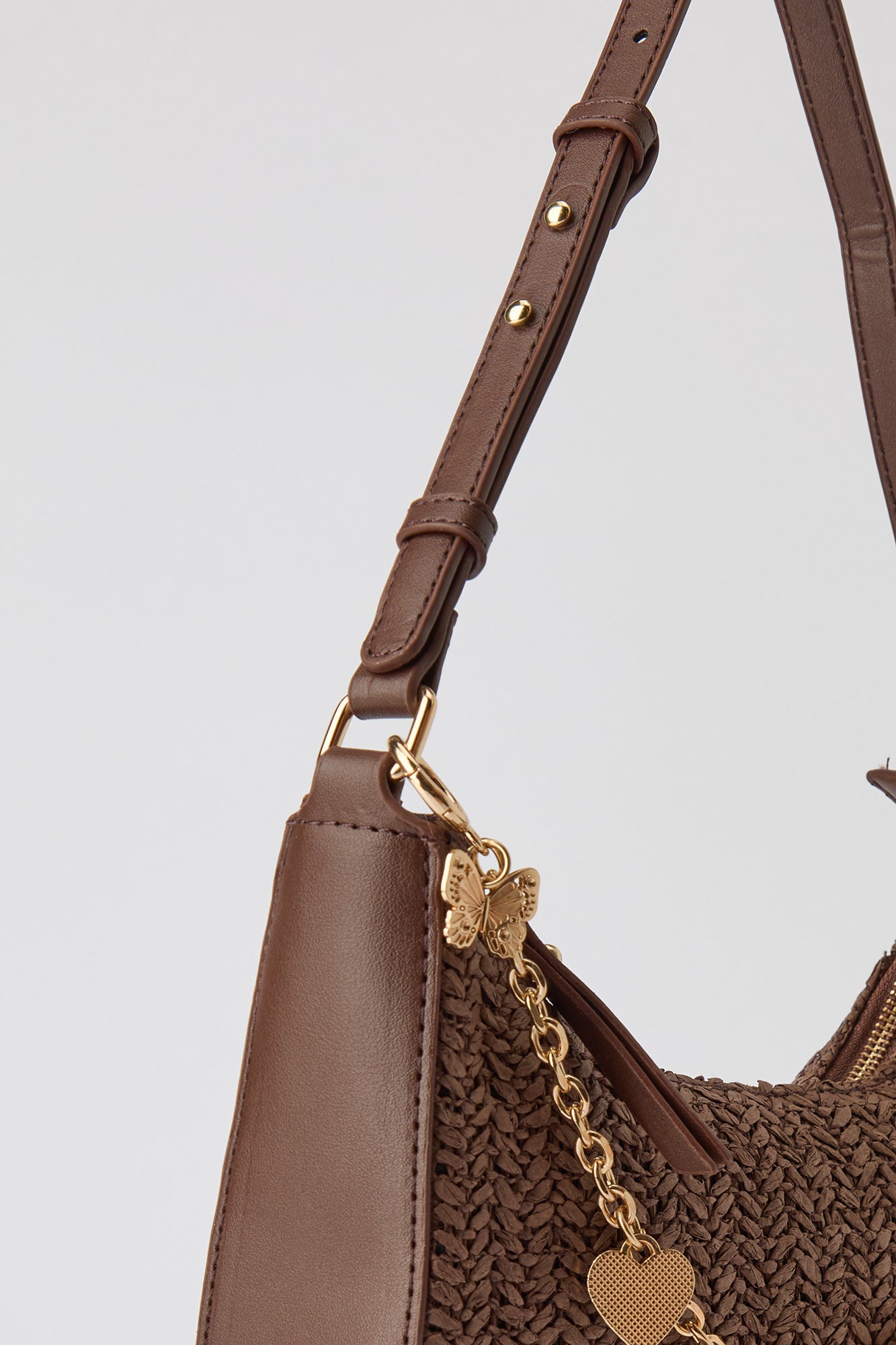 Raffia Charm Shoulder Bag