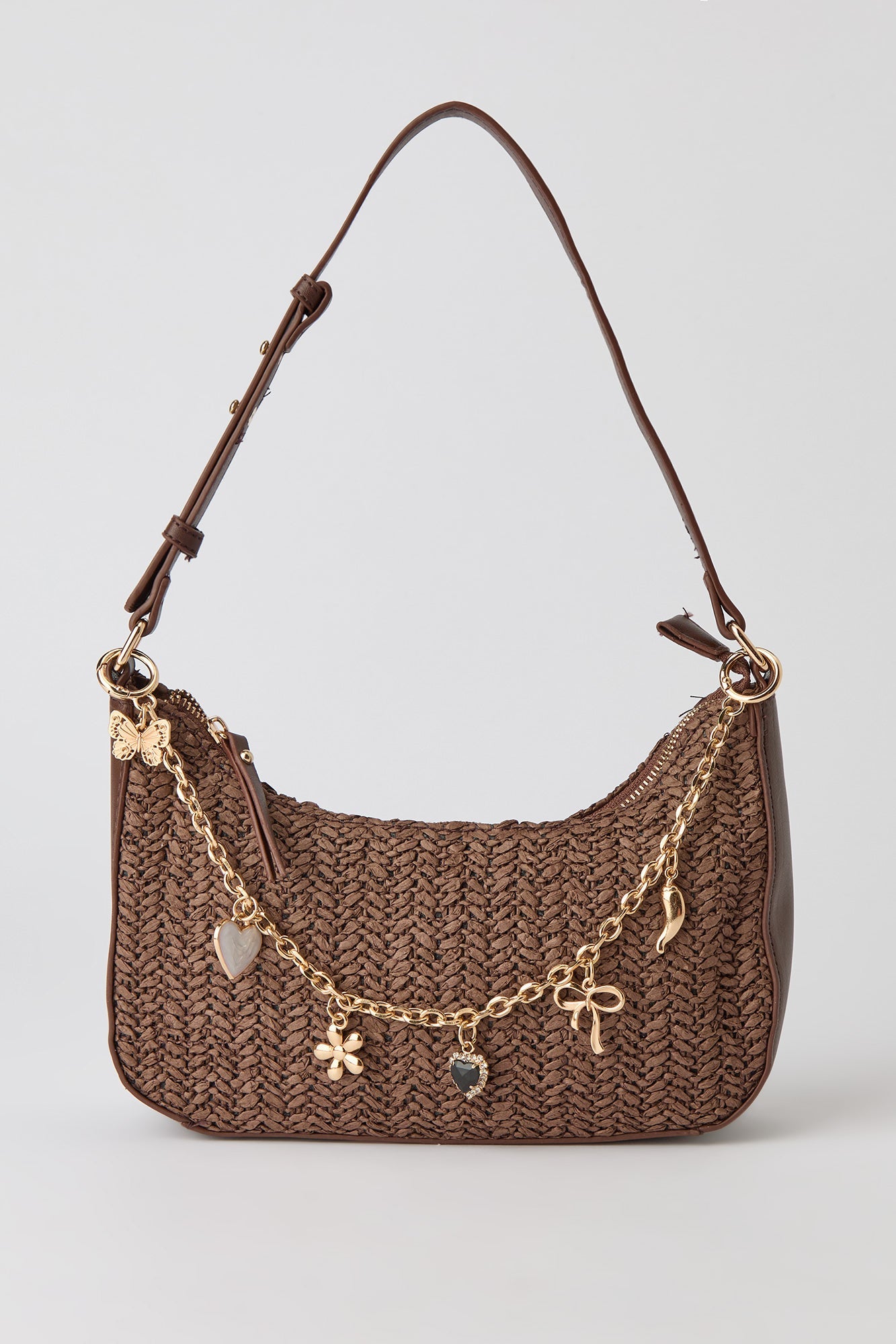 Raffia Charm Shoulder Bag
