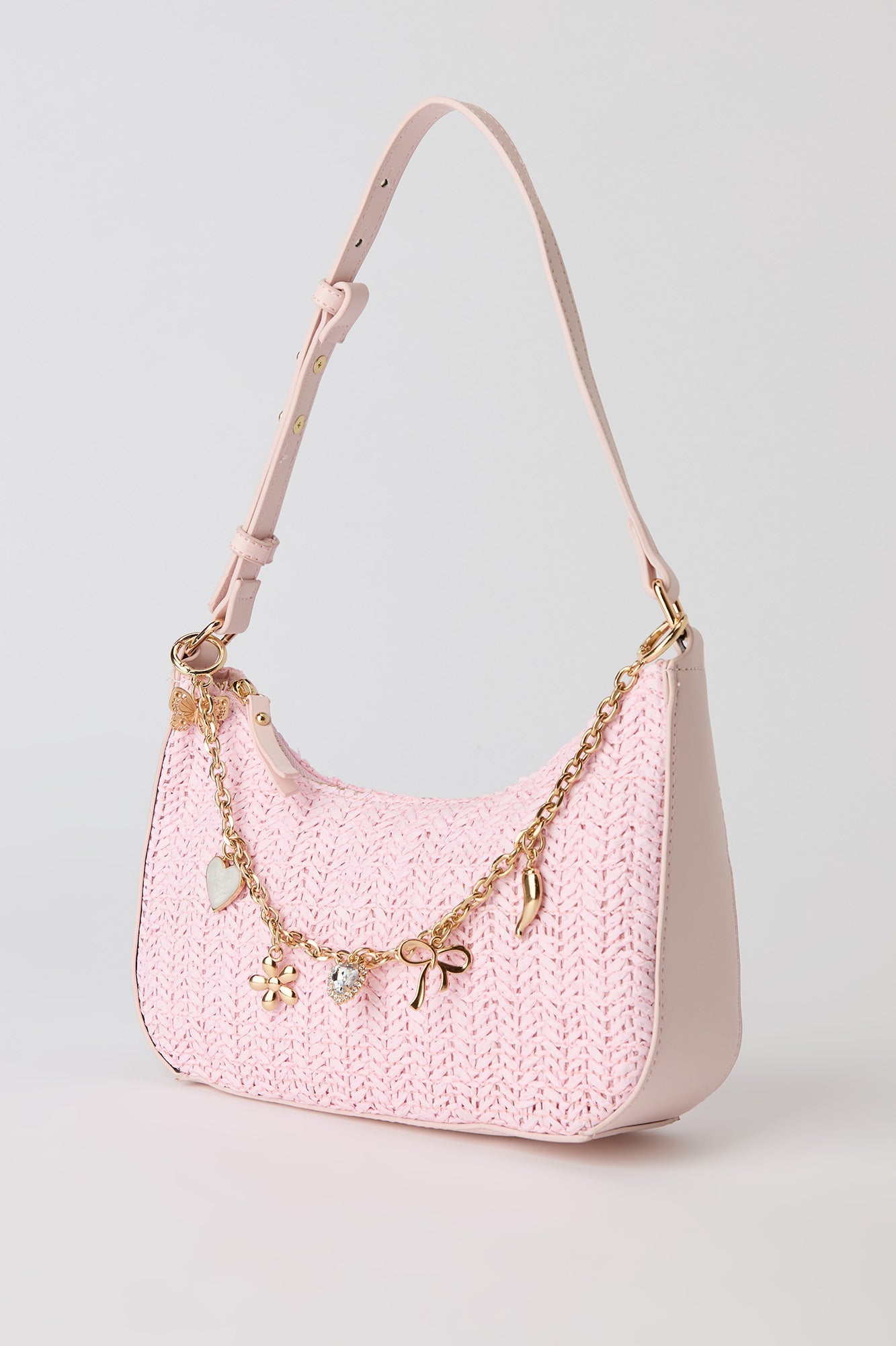 Raffia Charm Shoulder Bag