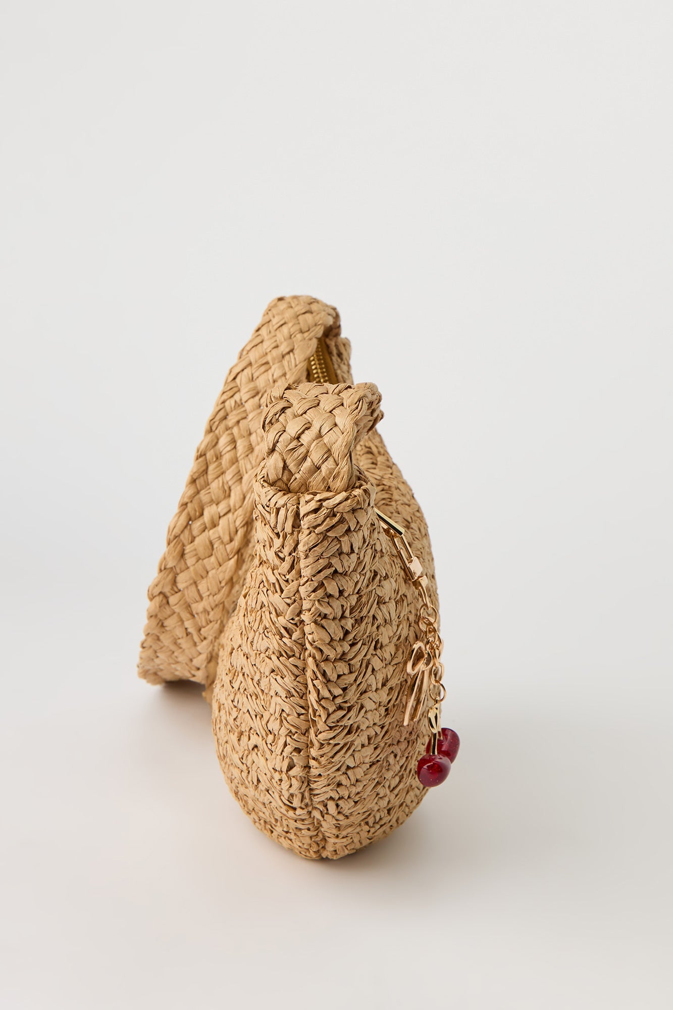Raffia Crossbody Bag with Keychain