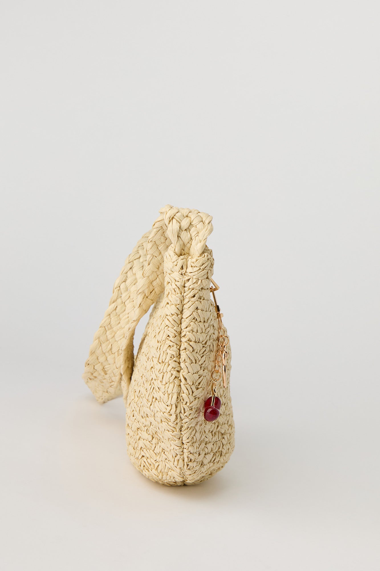 Raffia Crossbody Bag with Keychain