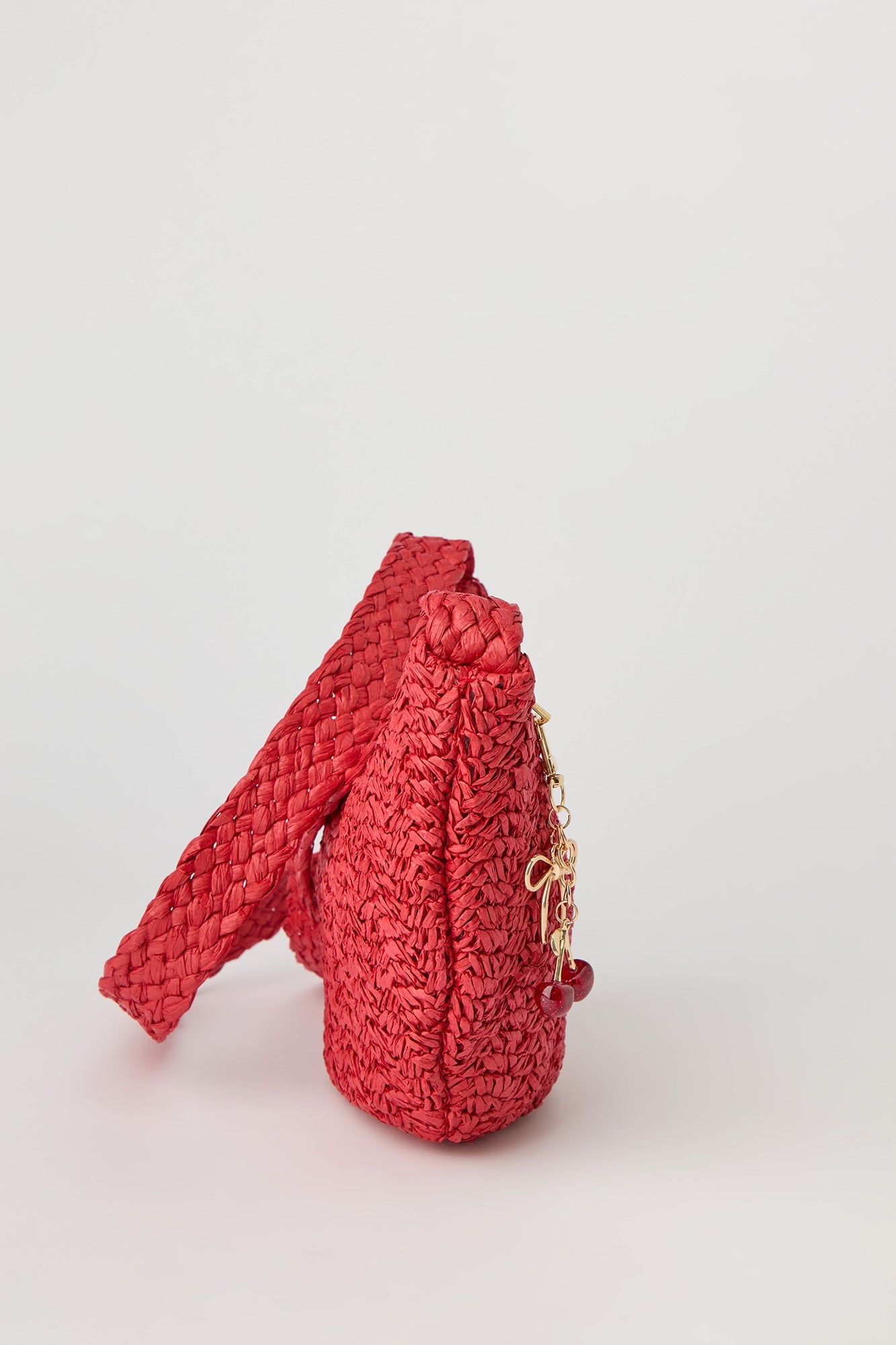 Raffia Crossbody Bag with Keychain