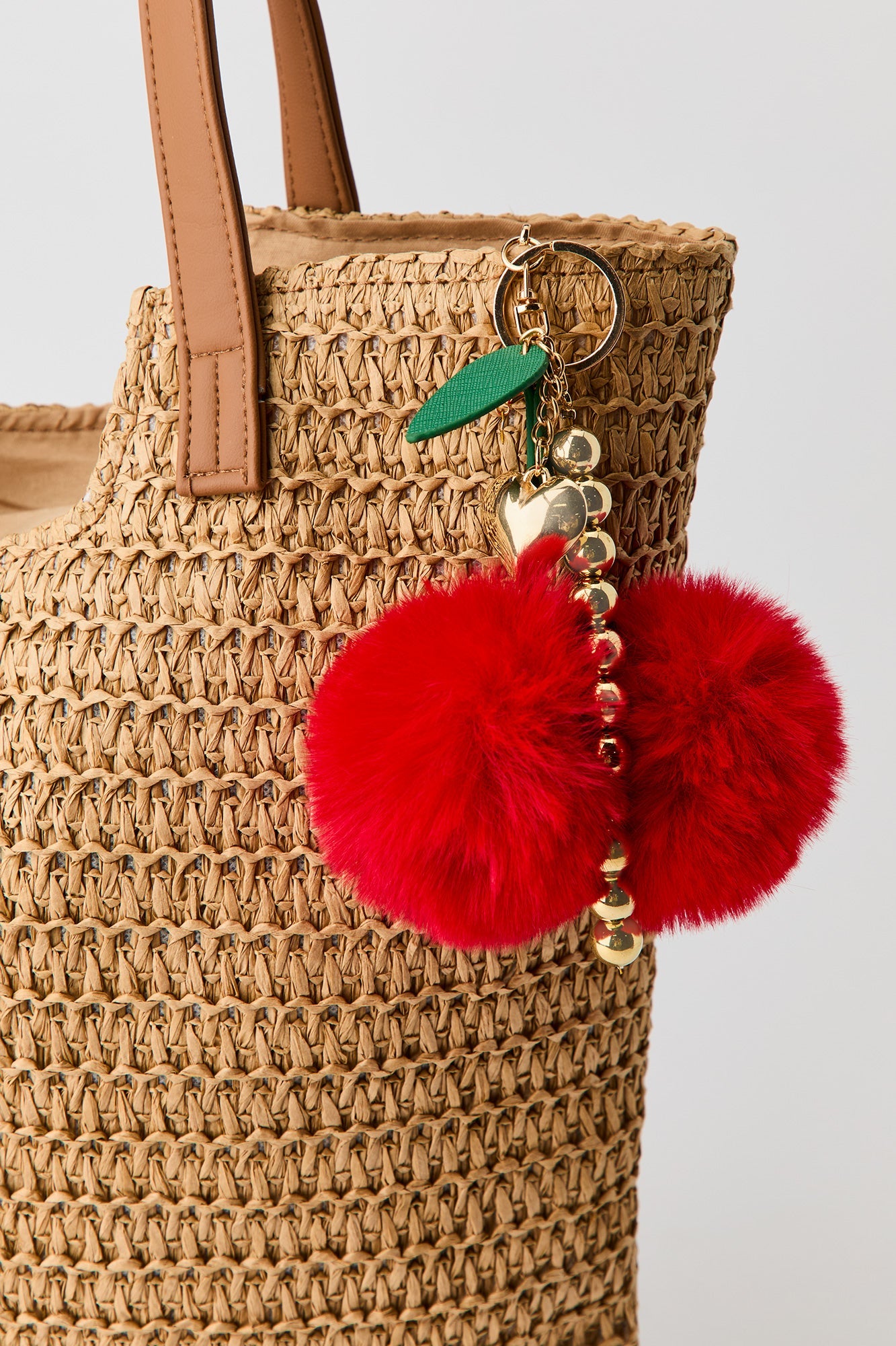 Straw Tote Bag with Keychain
