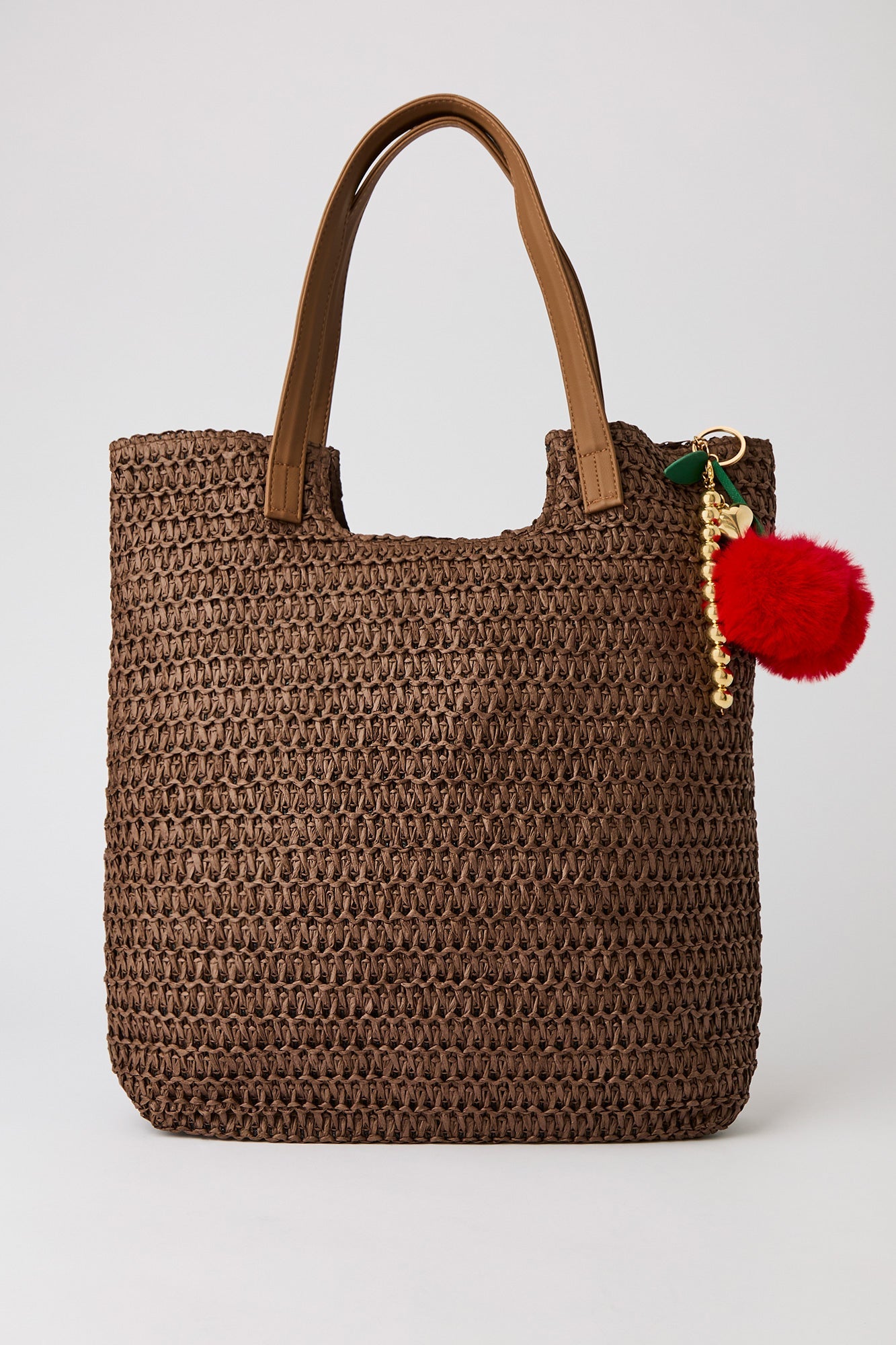 Straw Tote Bag with Keychain