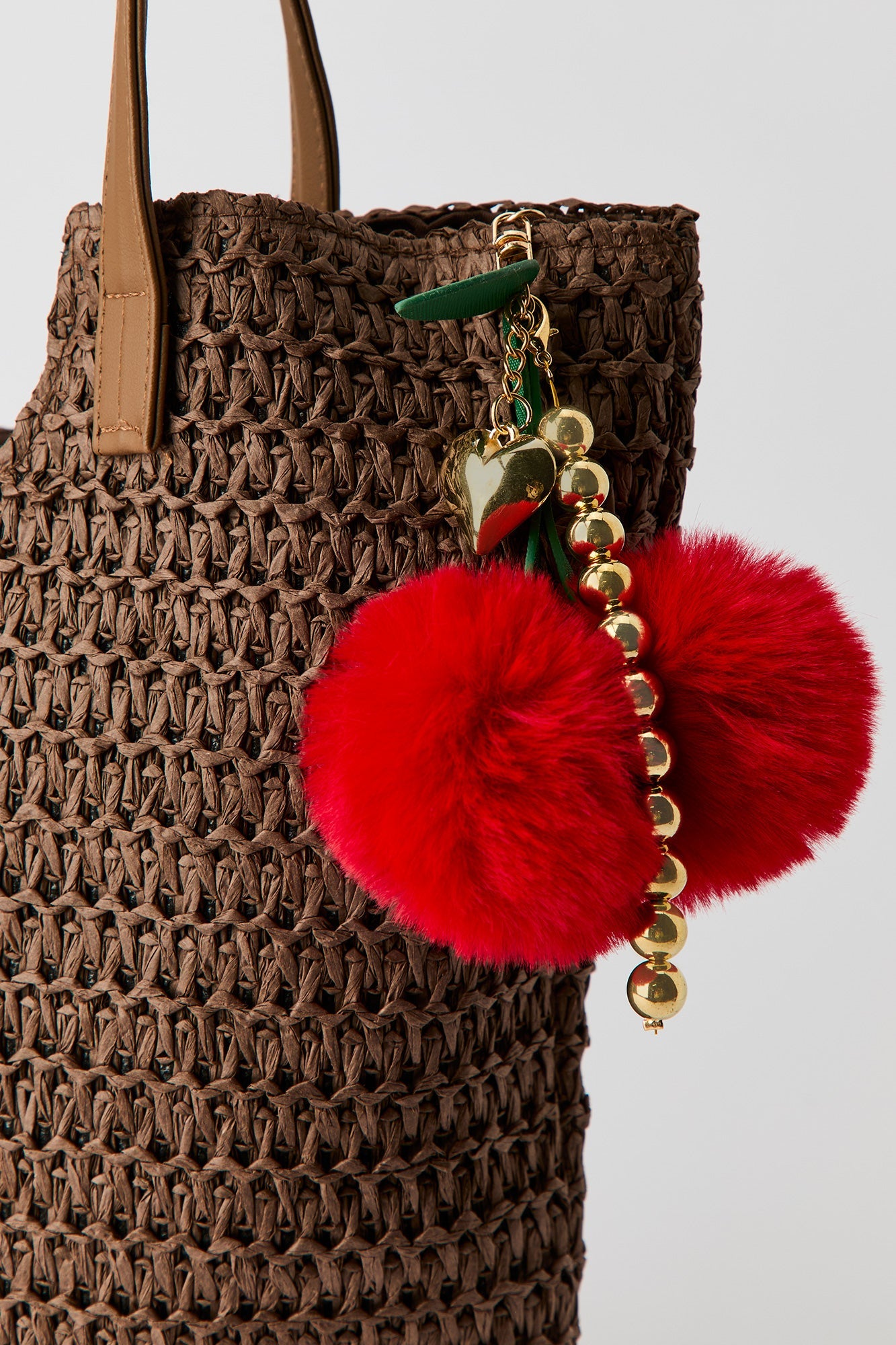 Straw Tote Bag with Keychain