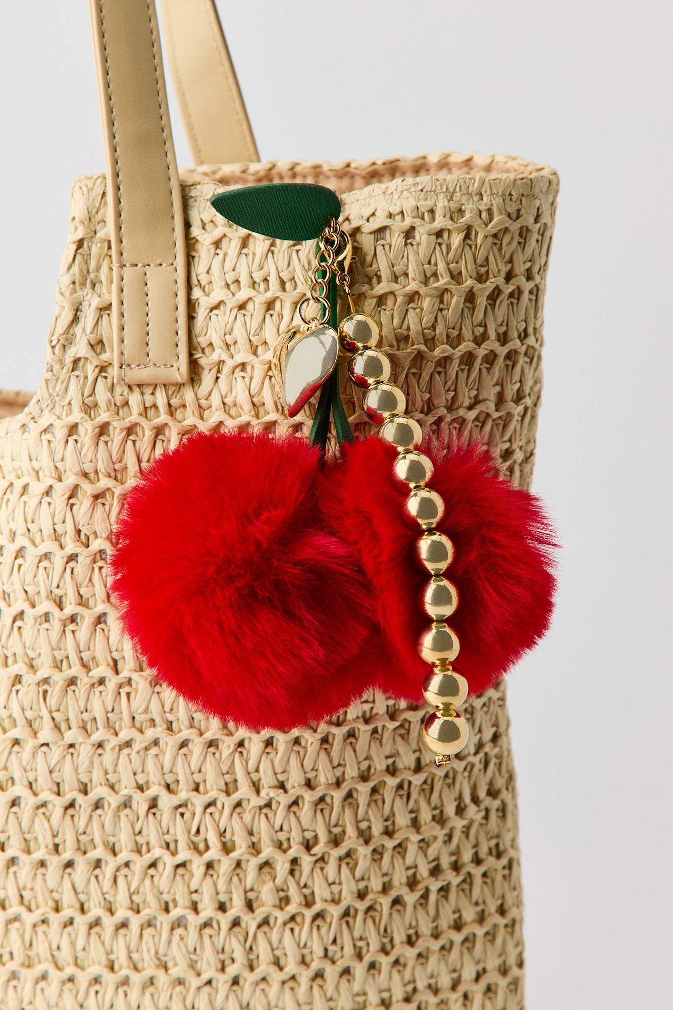 Straw Tote Bag with Keychain