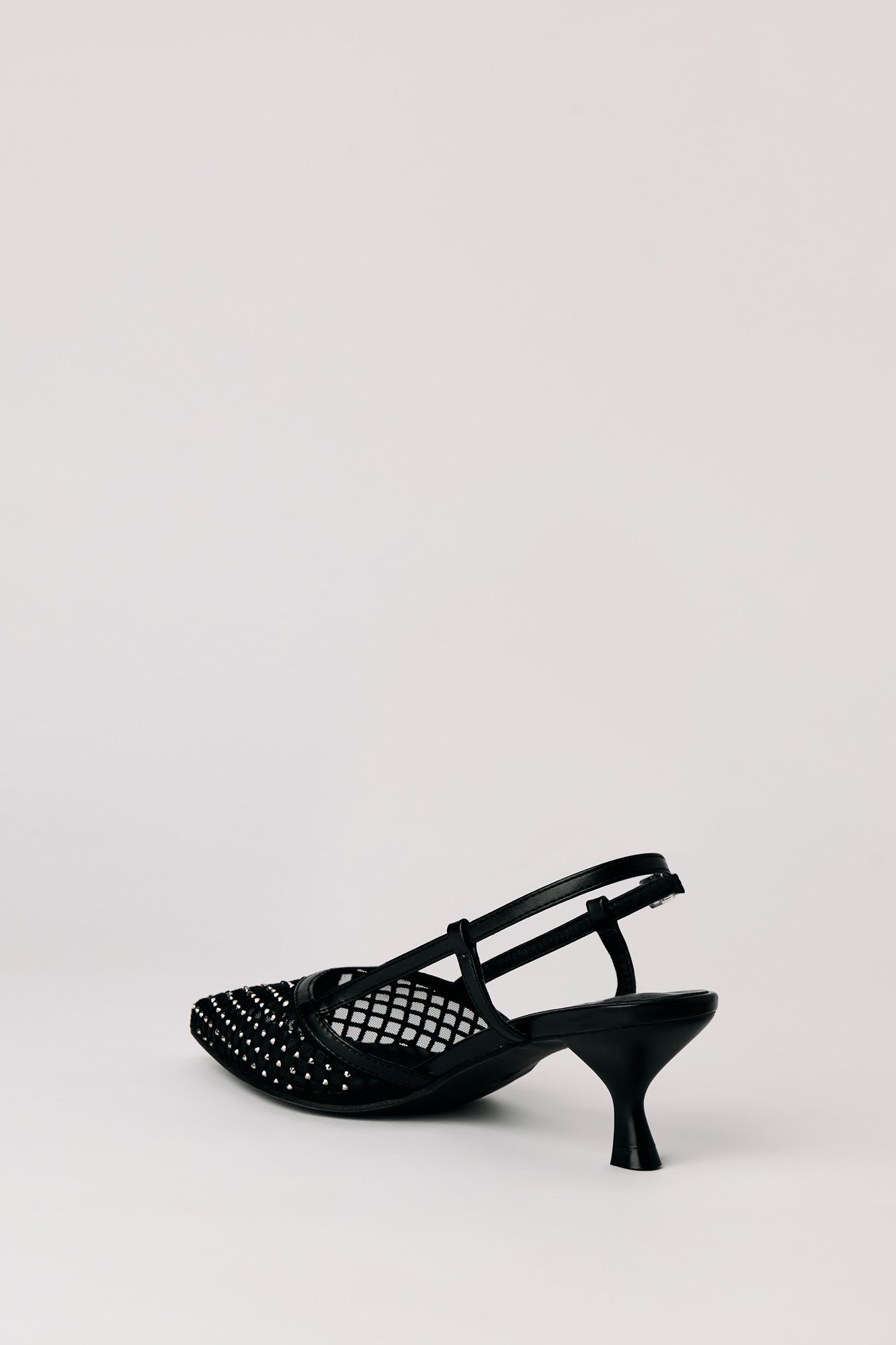 Mesh Rhinestone Kitten Heeled Slingback
