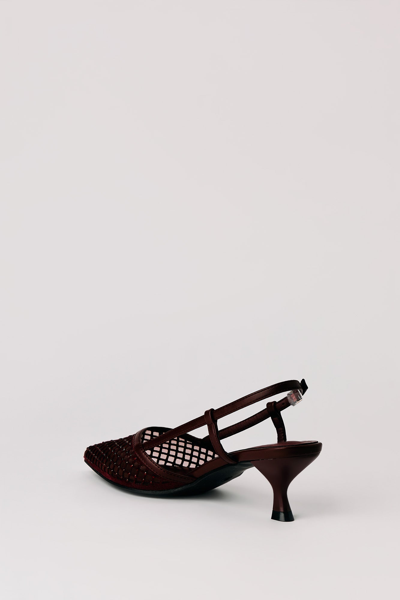 Mesh Rhinestone Kitten Heeled Slingback