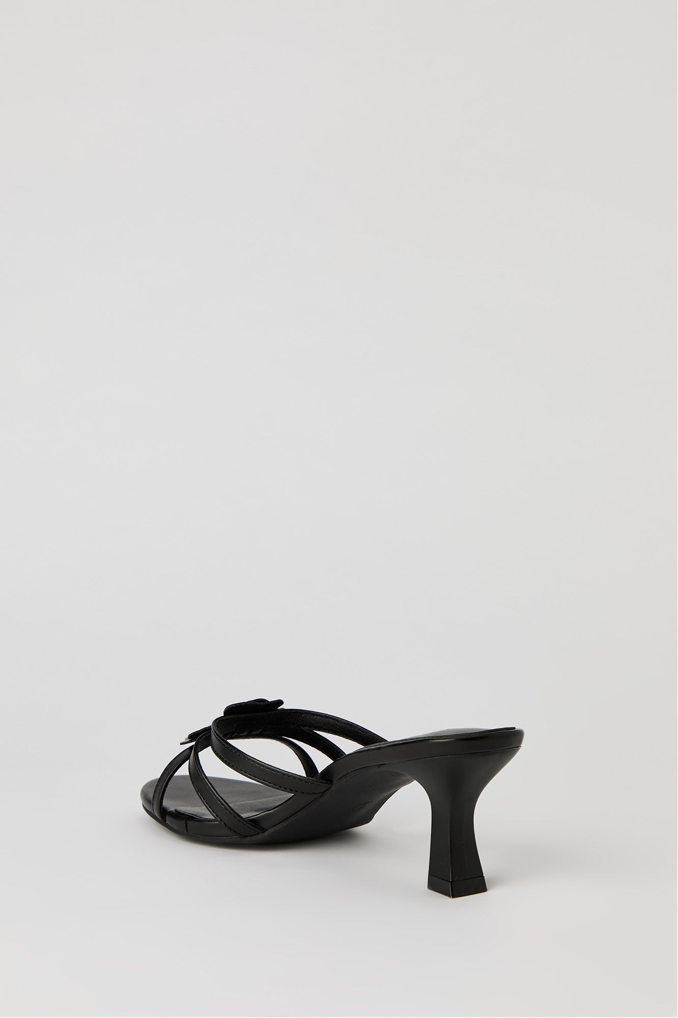 Faux Leather Flower Strappy Kitten Heel