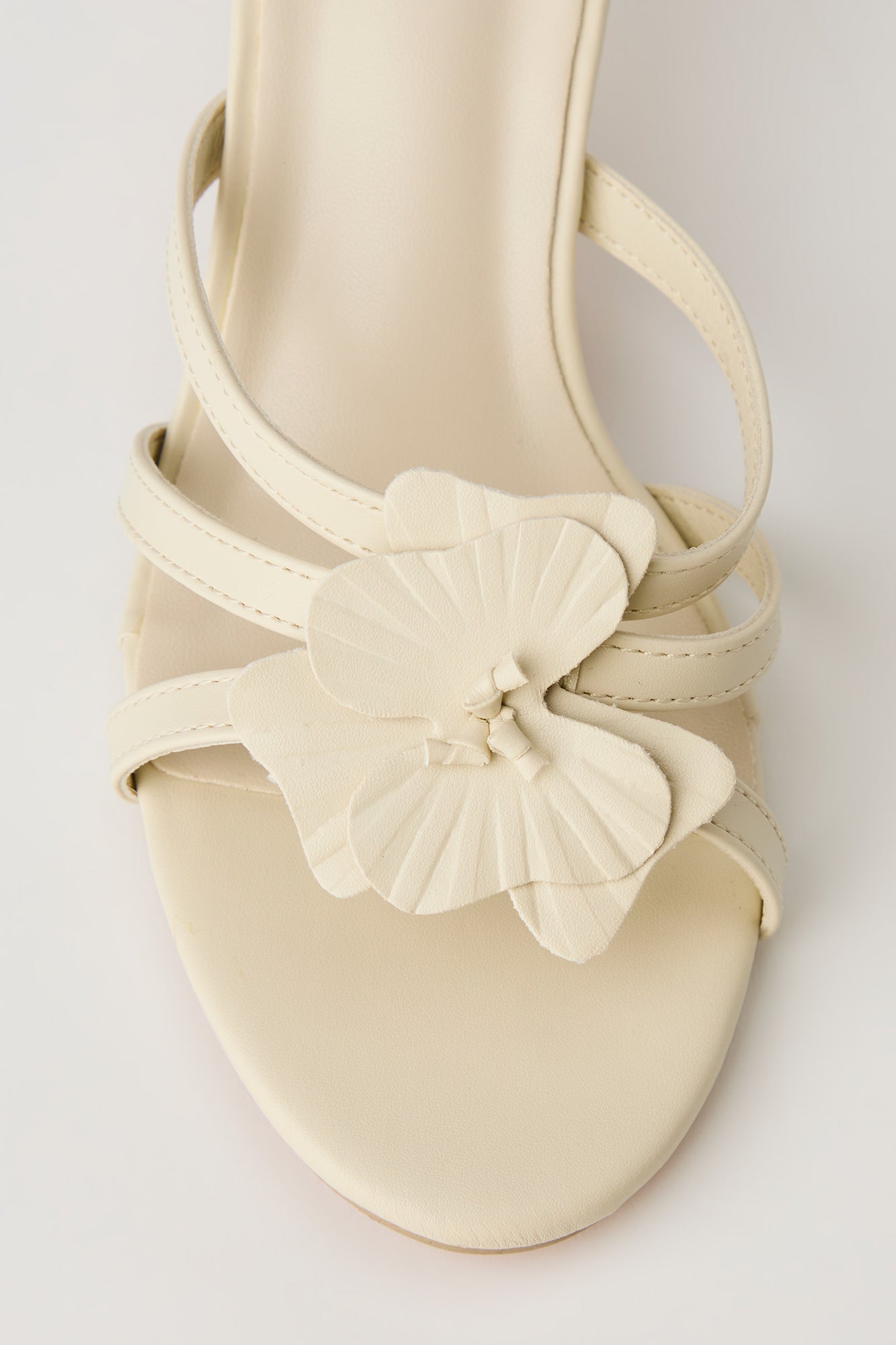 Faux Leather Flower Strappy Kitten Heel