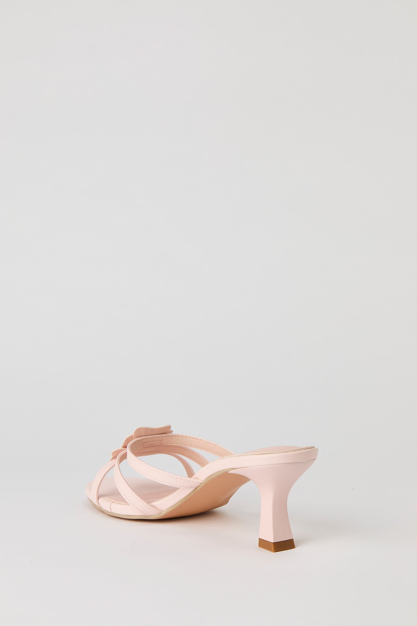 Faux Leather Flower Strappy Kitten Heel
