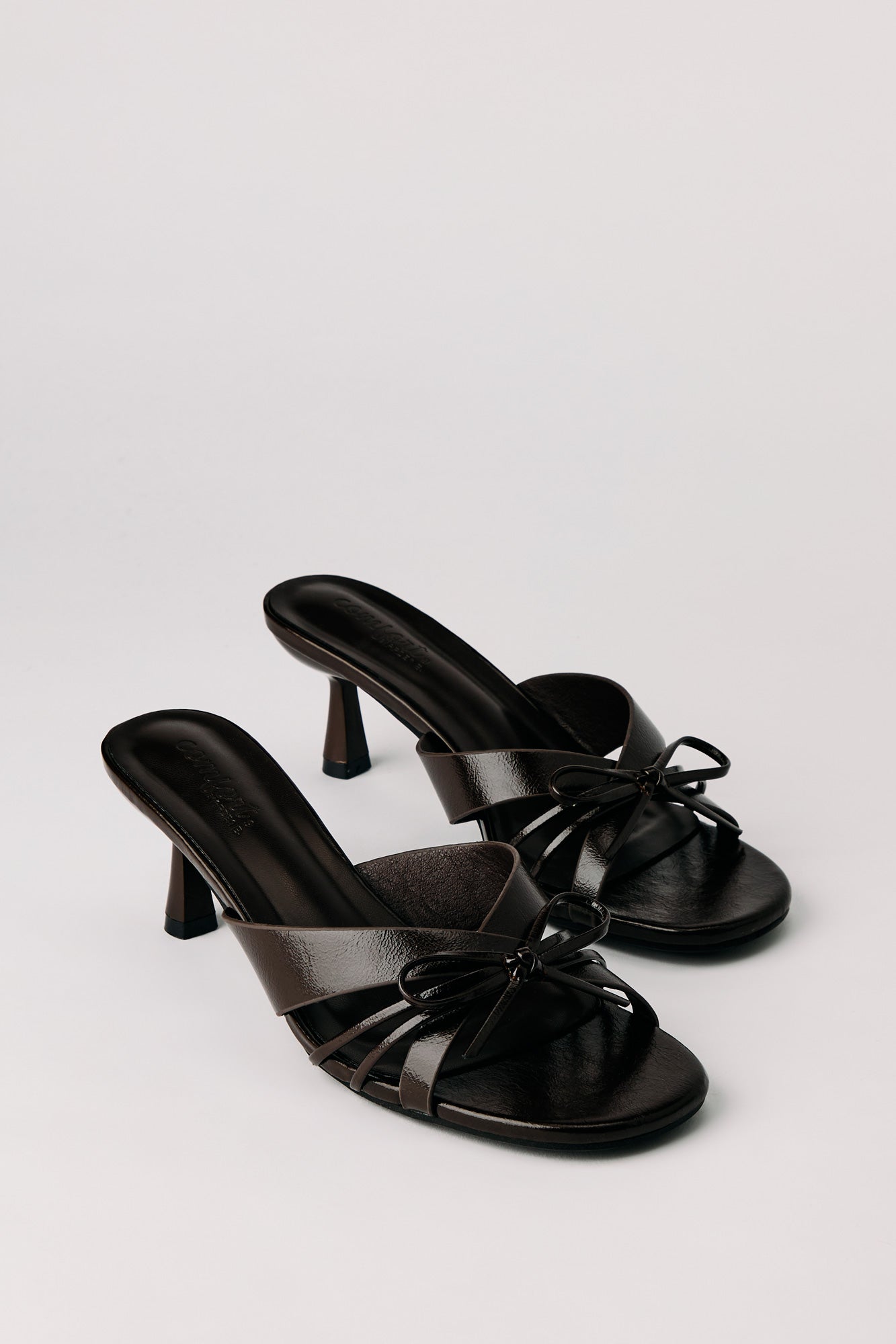 Strappy Bow Kitten Heeled Mule