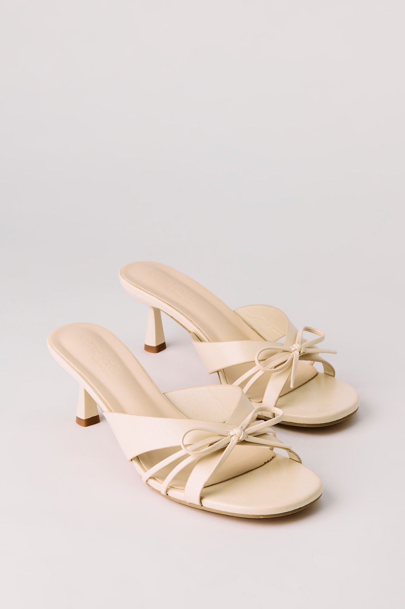 Strappy Bow Kitten Heeled Mule