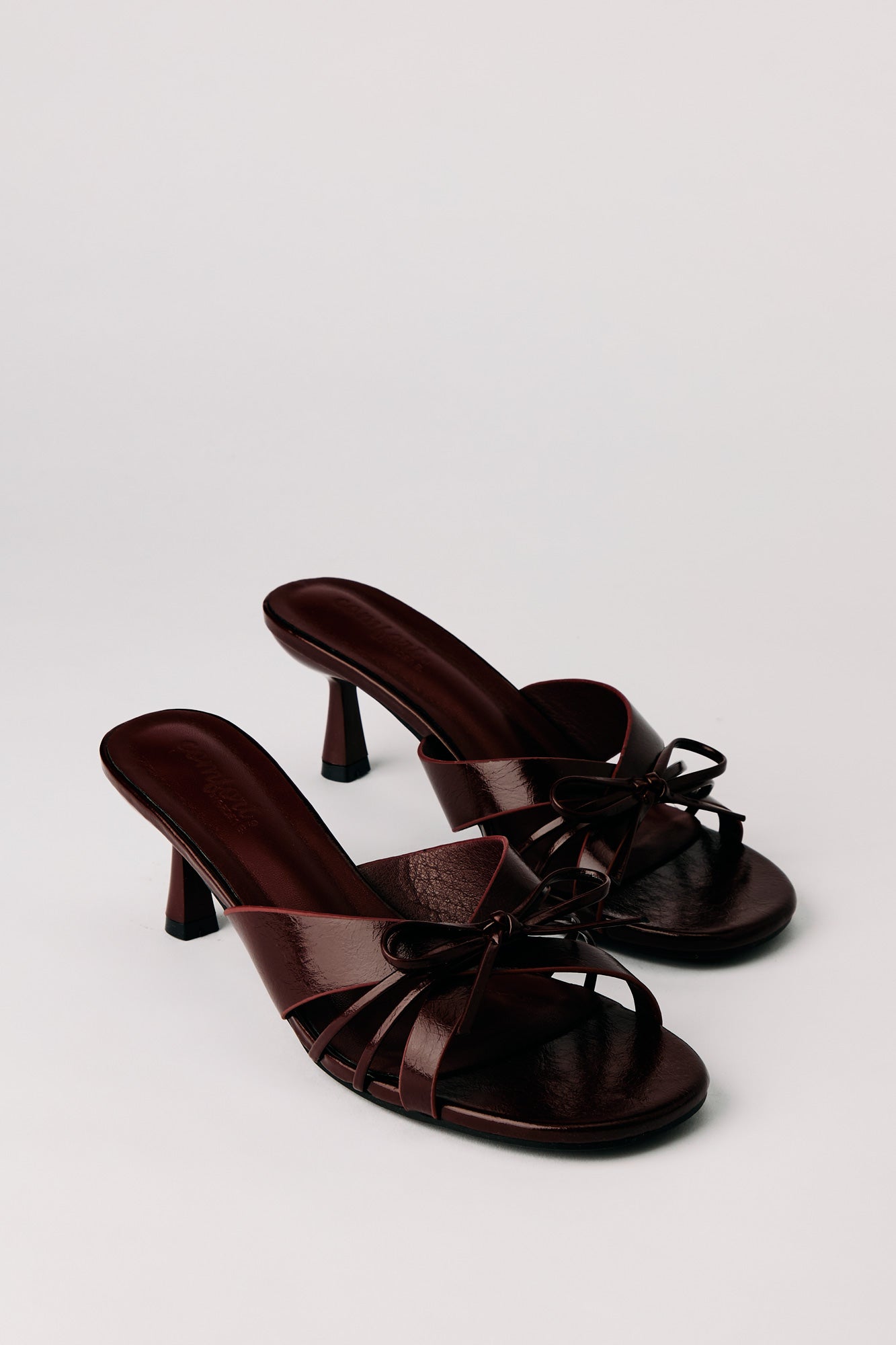 Strappy Bow Kitten Heeled Mule