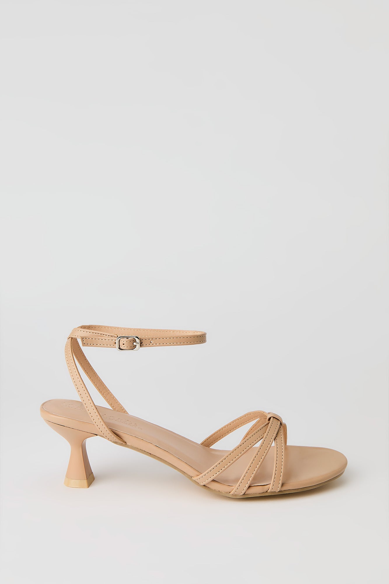Faux Leather Strappy Kitten Heel