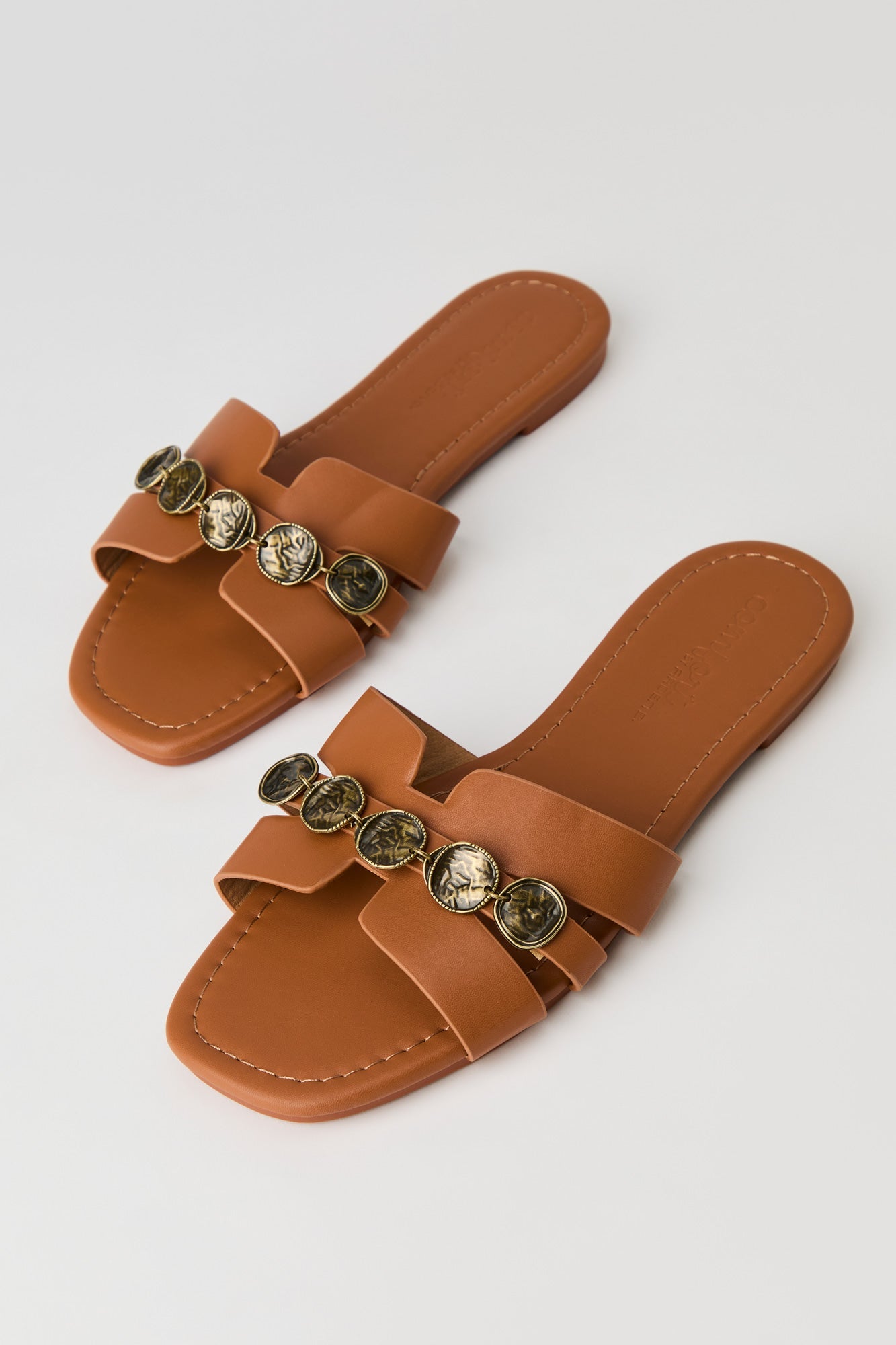 Metal Coin H Band Sandal