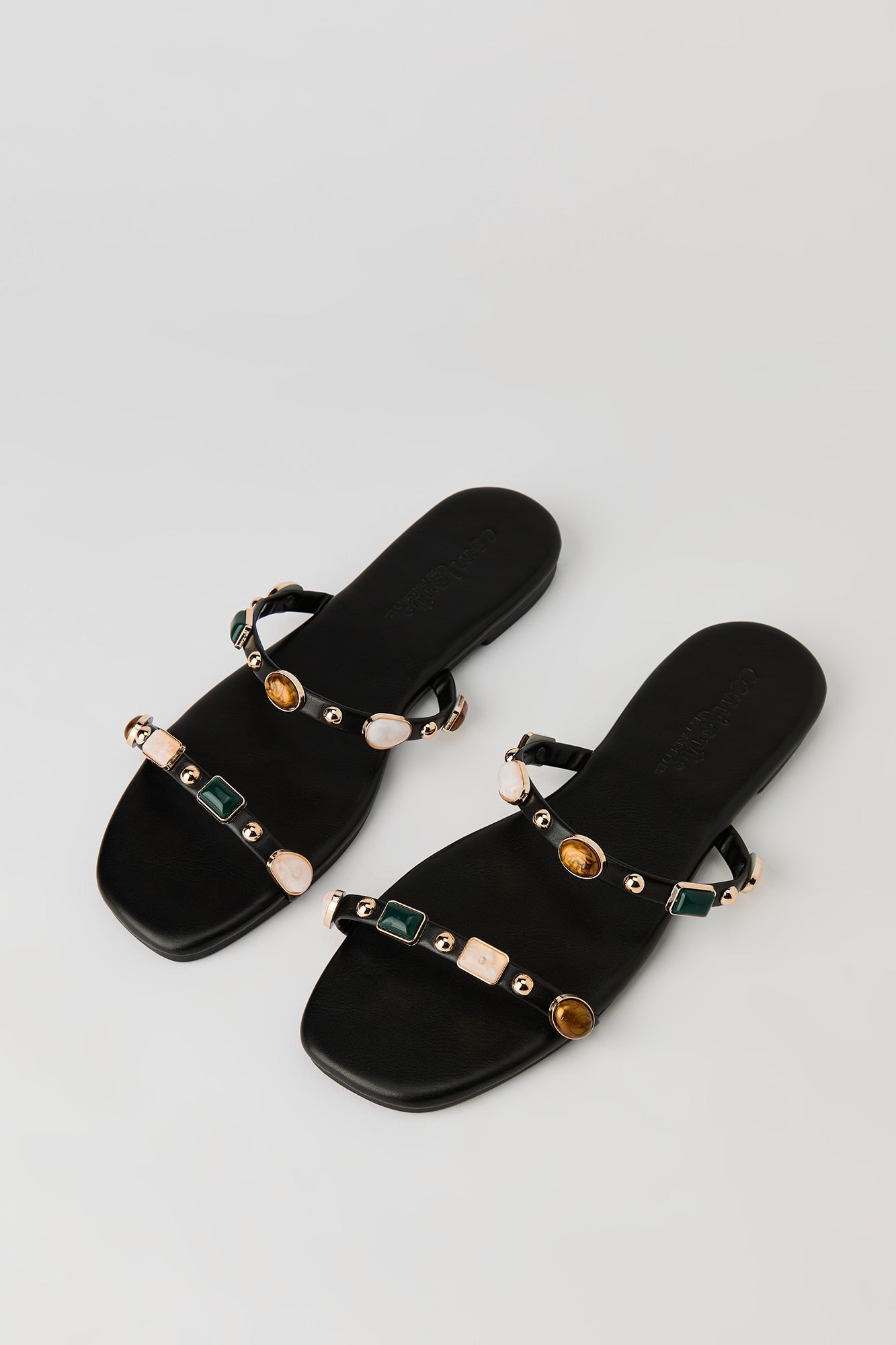Stone Bead Double Band Sandal
