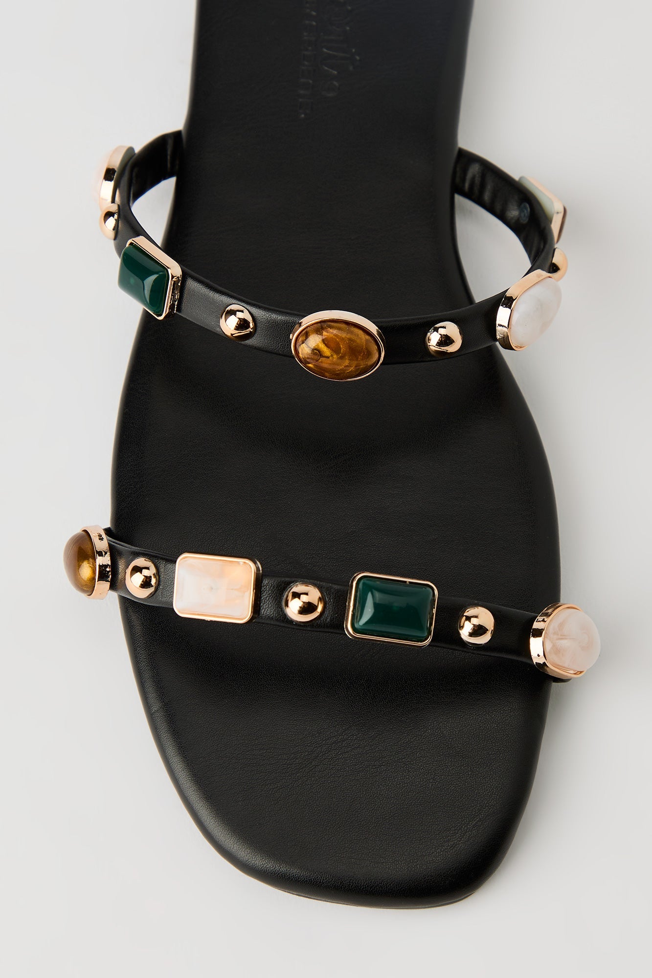 Stone Bead Double Band Sandal