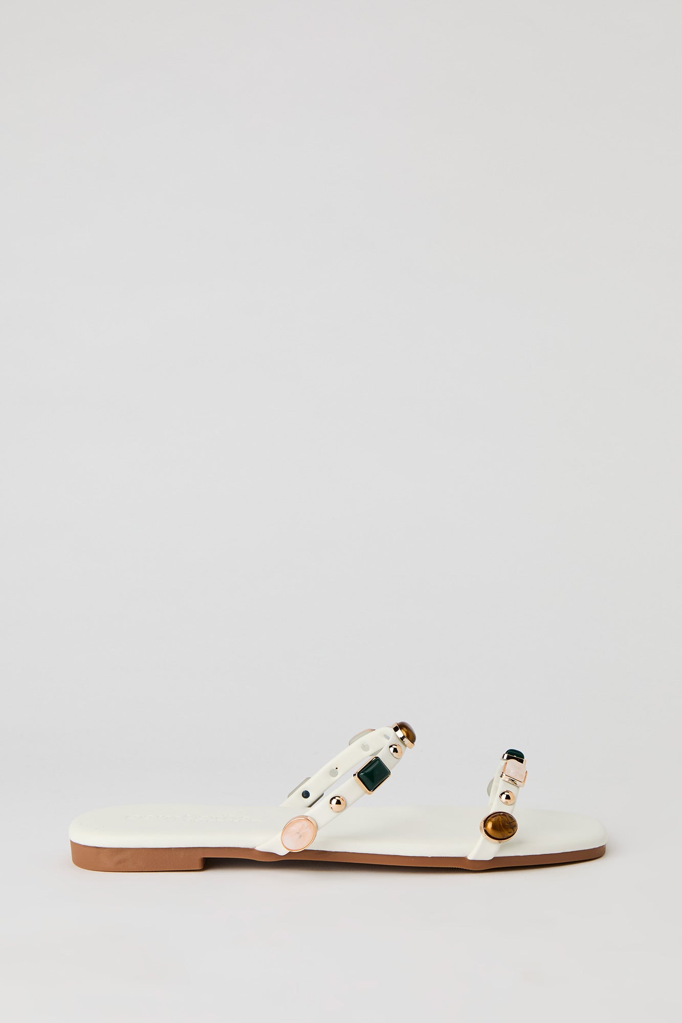 Stone Bead Double Band Sandal