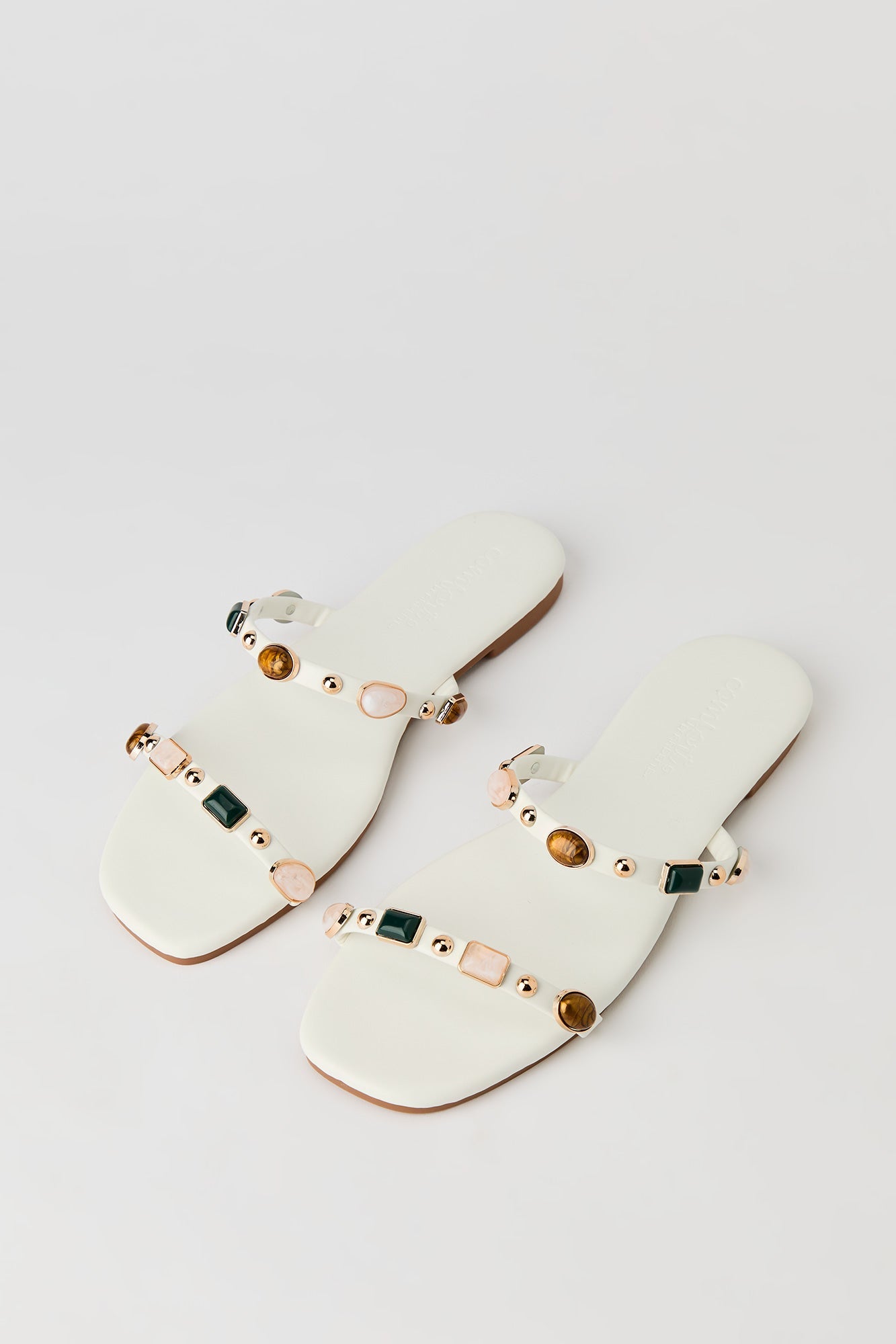 Stone Bead Double Band Sandal