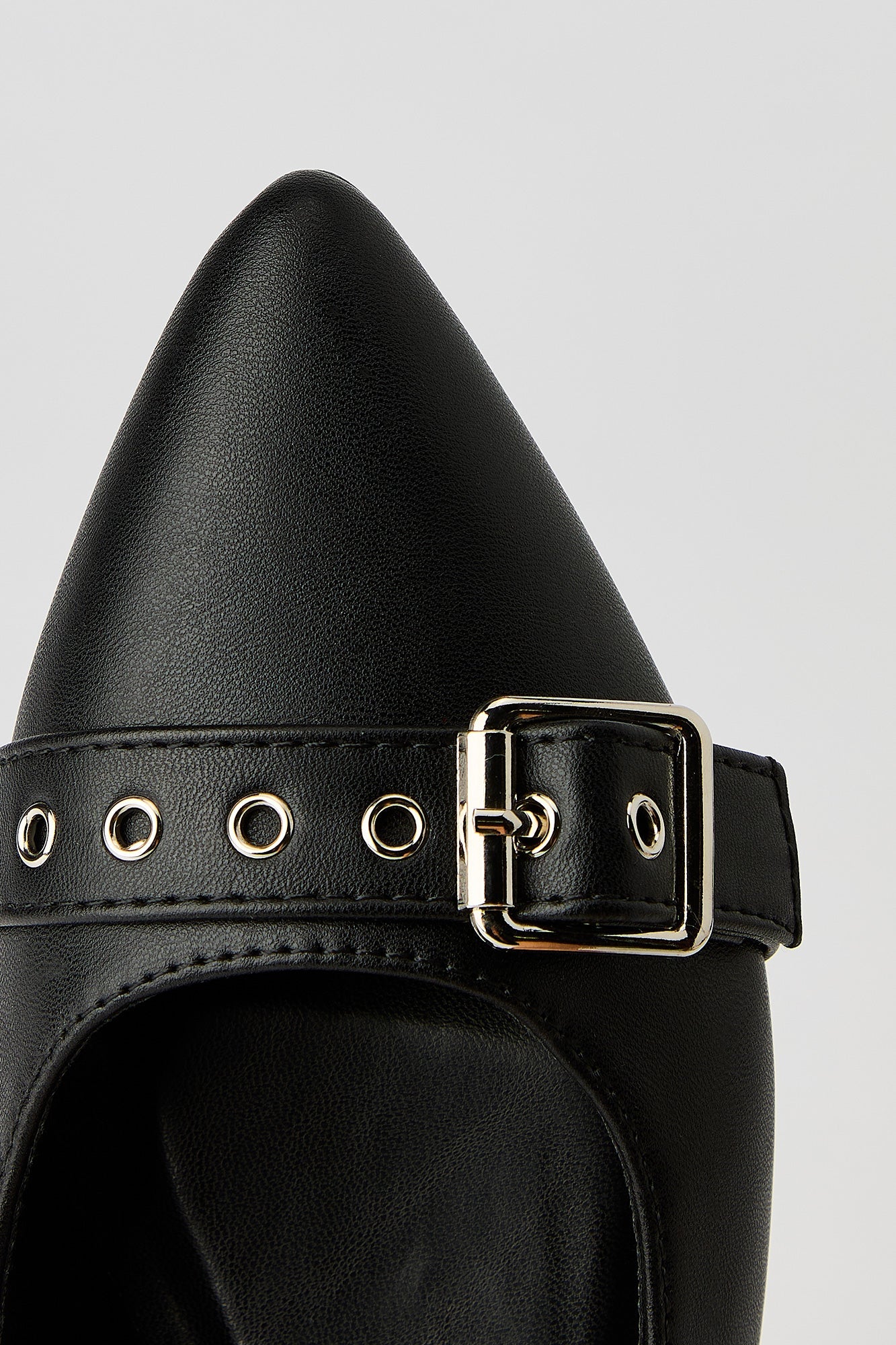 Faux Leather Mid Heel Sandal