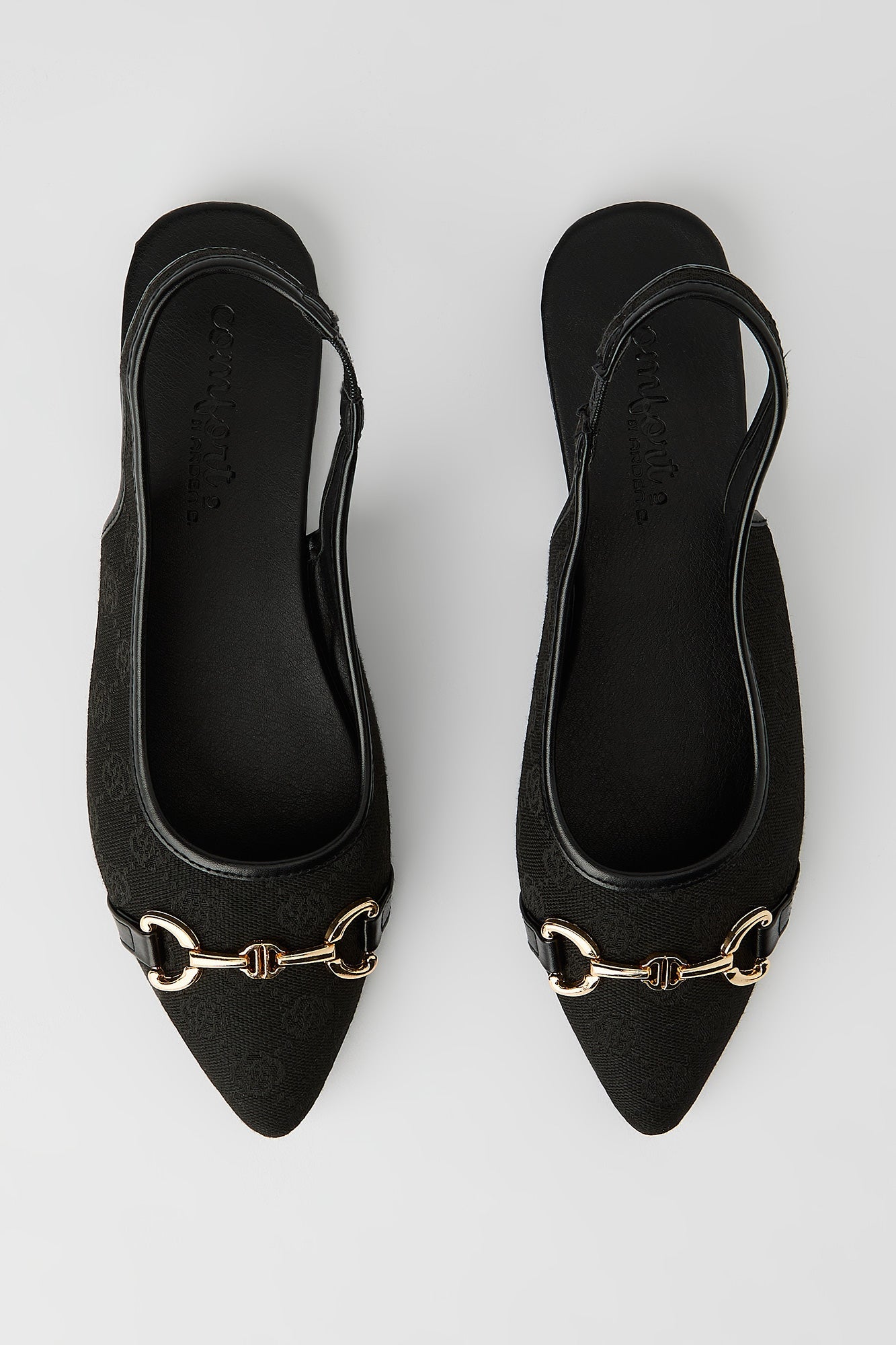 Patterned Snaffle Slingback Flats