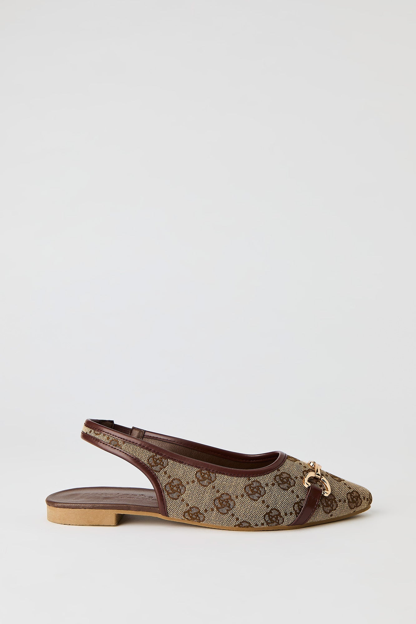 Patterned Snaffle Slingback Flats